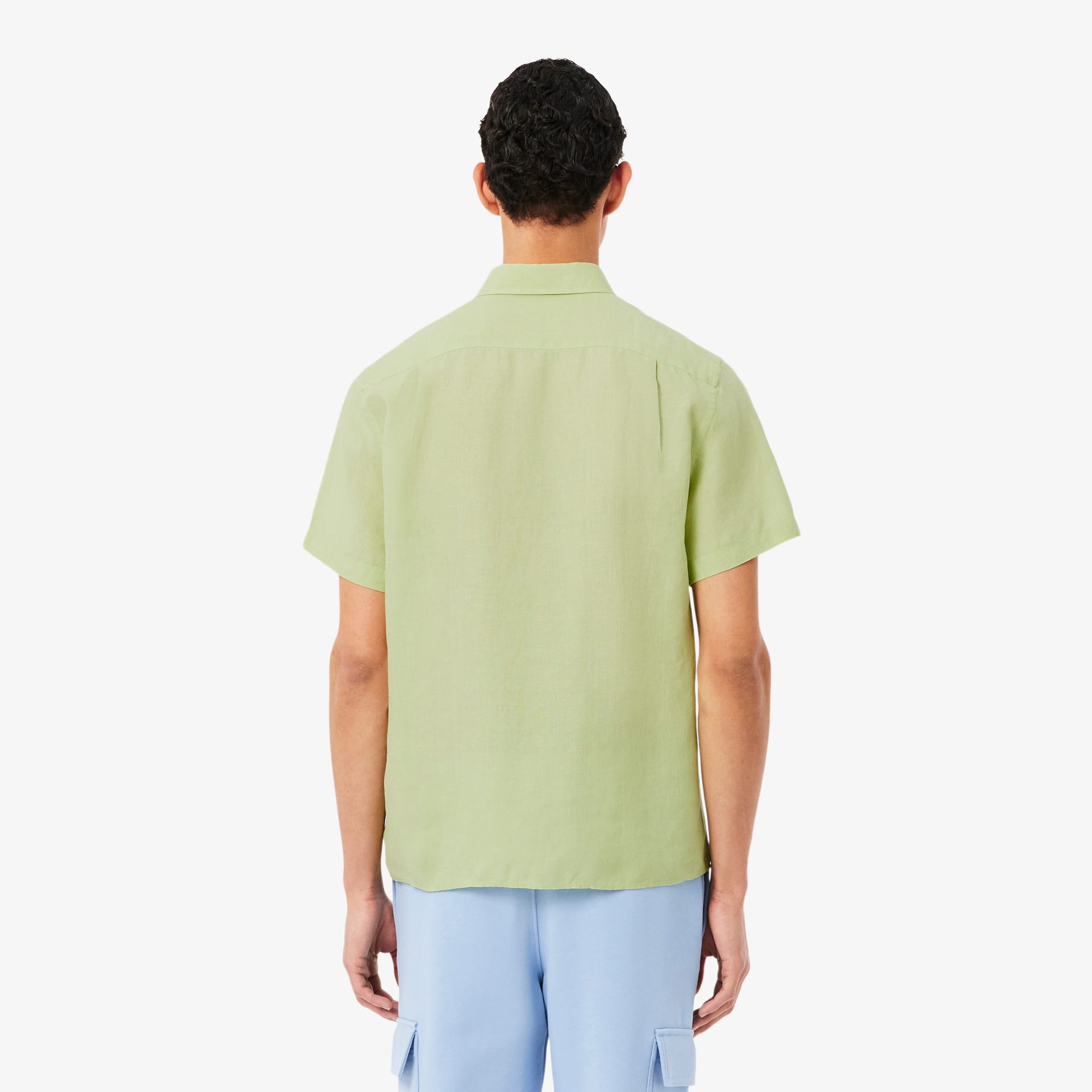 Men's Short Sleeve Linen Shirt - Green