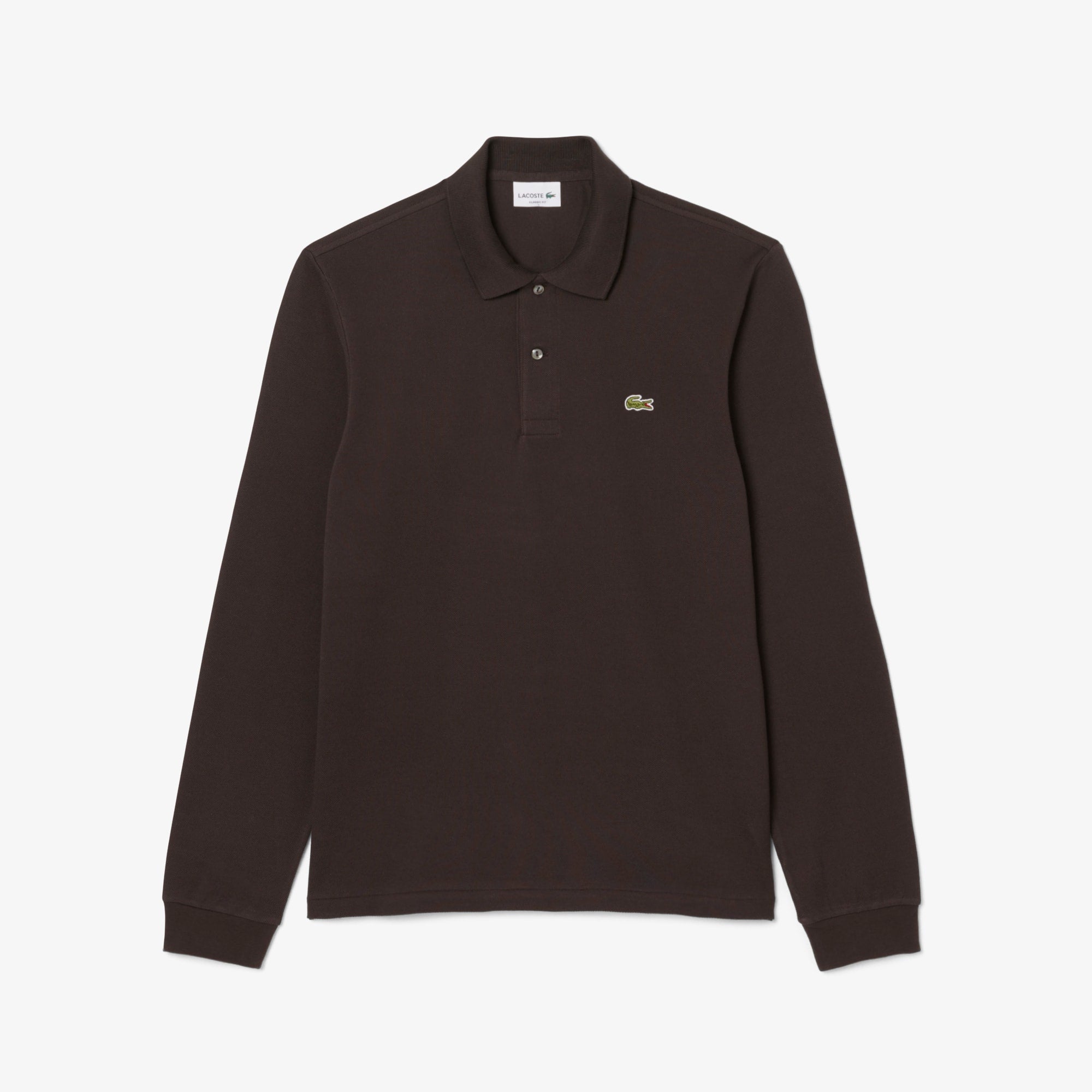 Men's Classic Fit Long Sleeve Polo - Brown