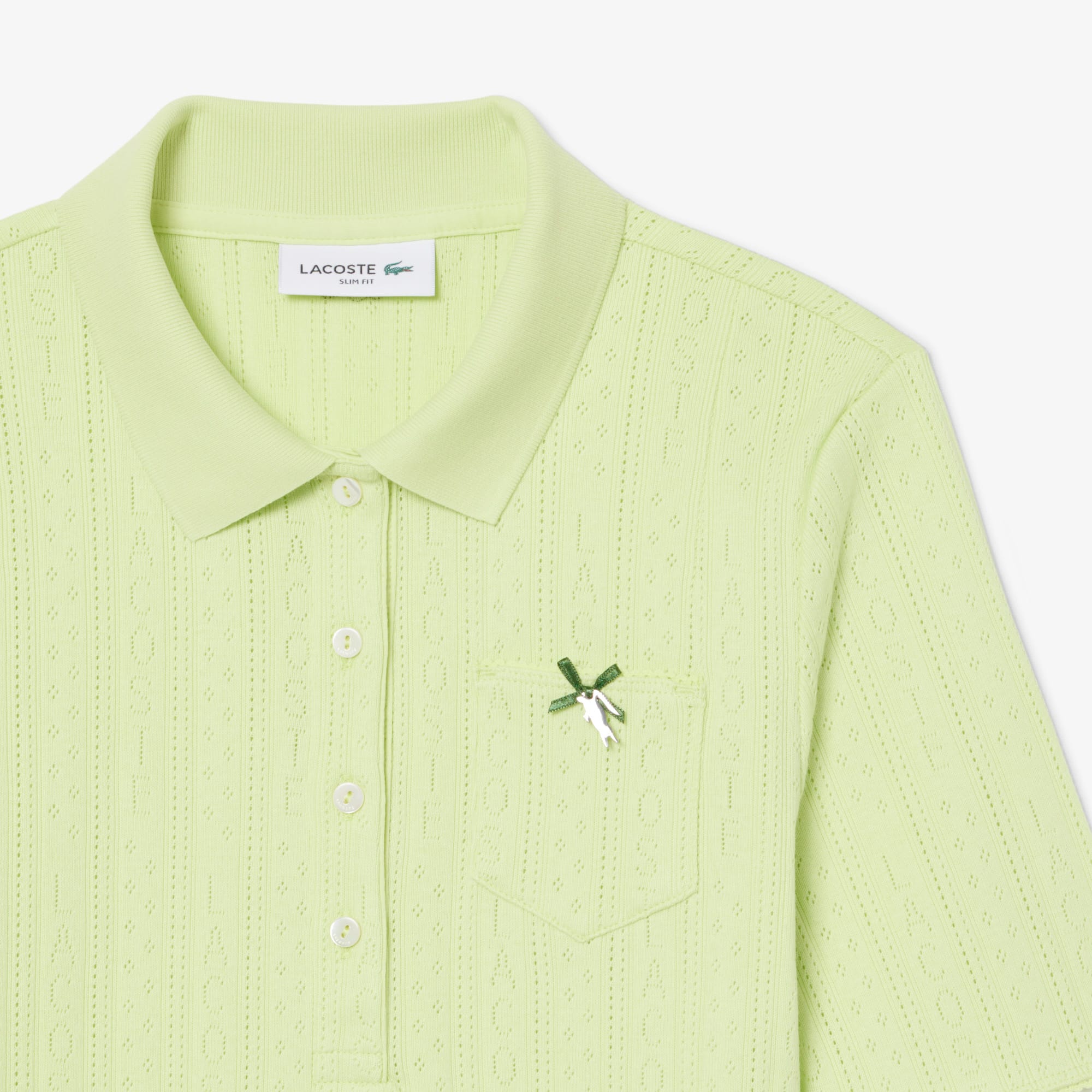Women's Slim Fit Pointelle Branded L.12.D Polo - Green