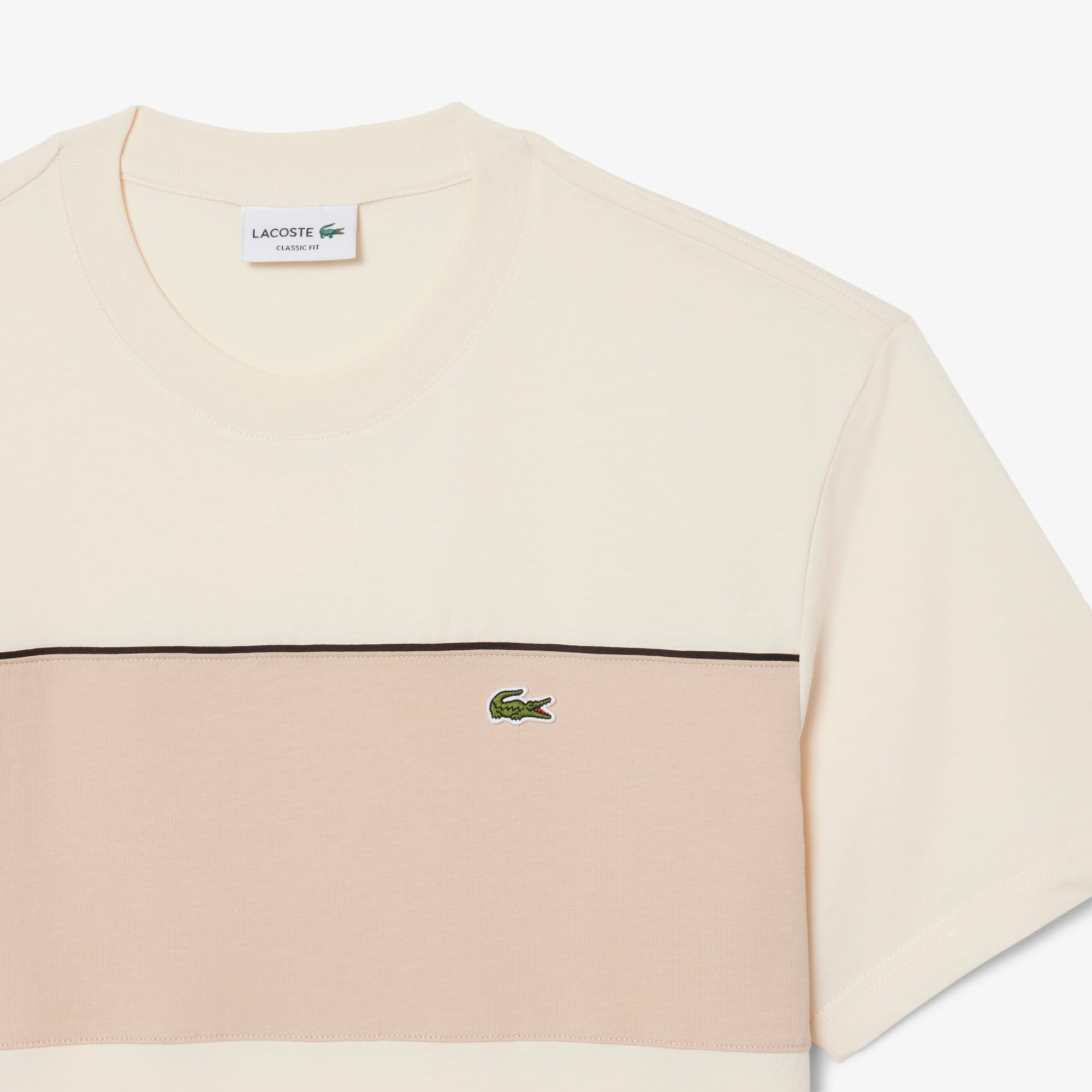 Colorblock Cotton T-Shirt - Beige