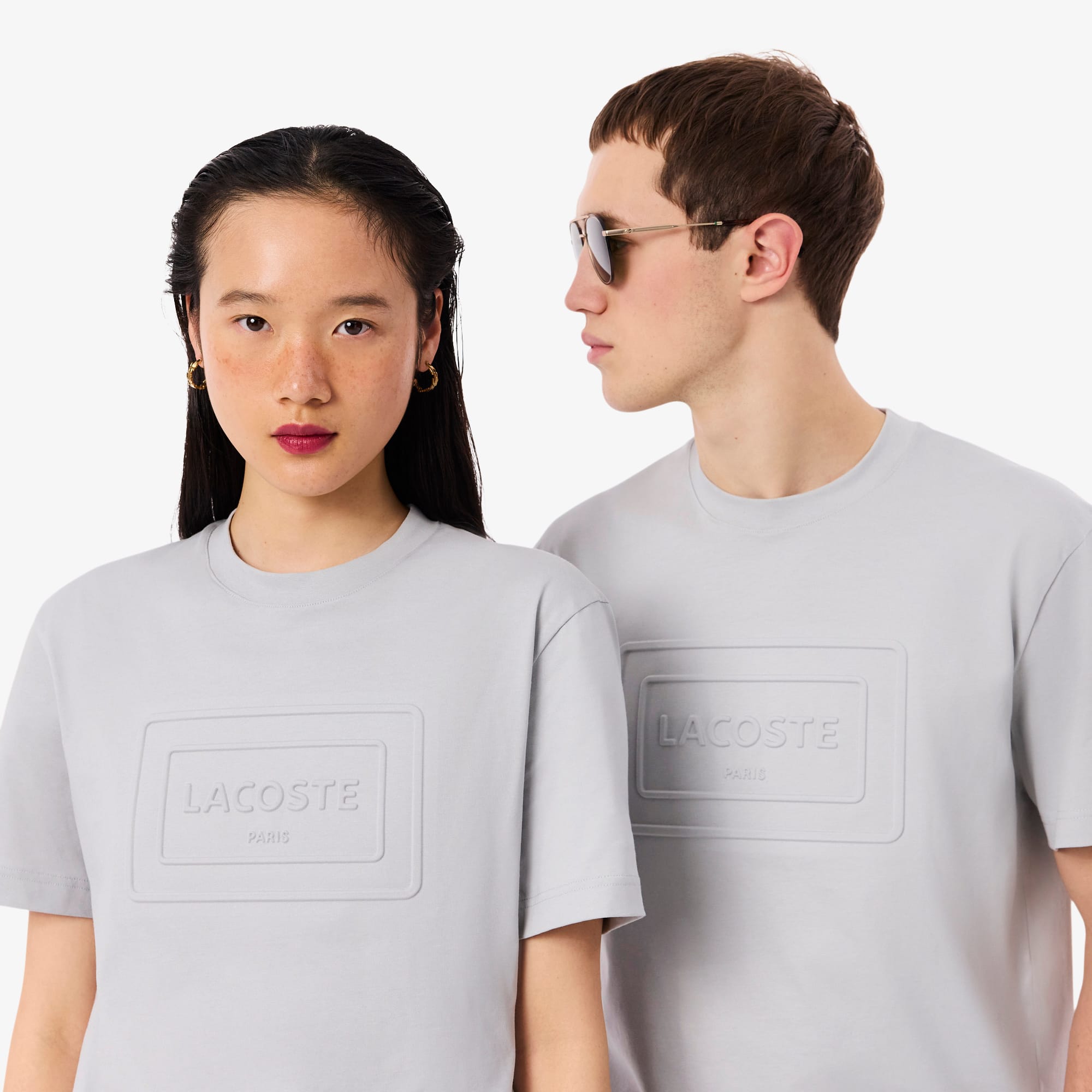 Embroidered Cotton T-Shirt - Light Grey