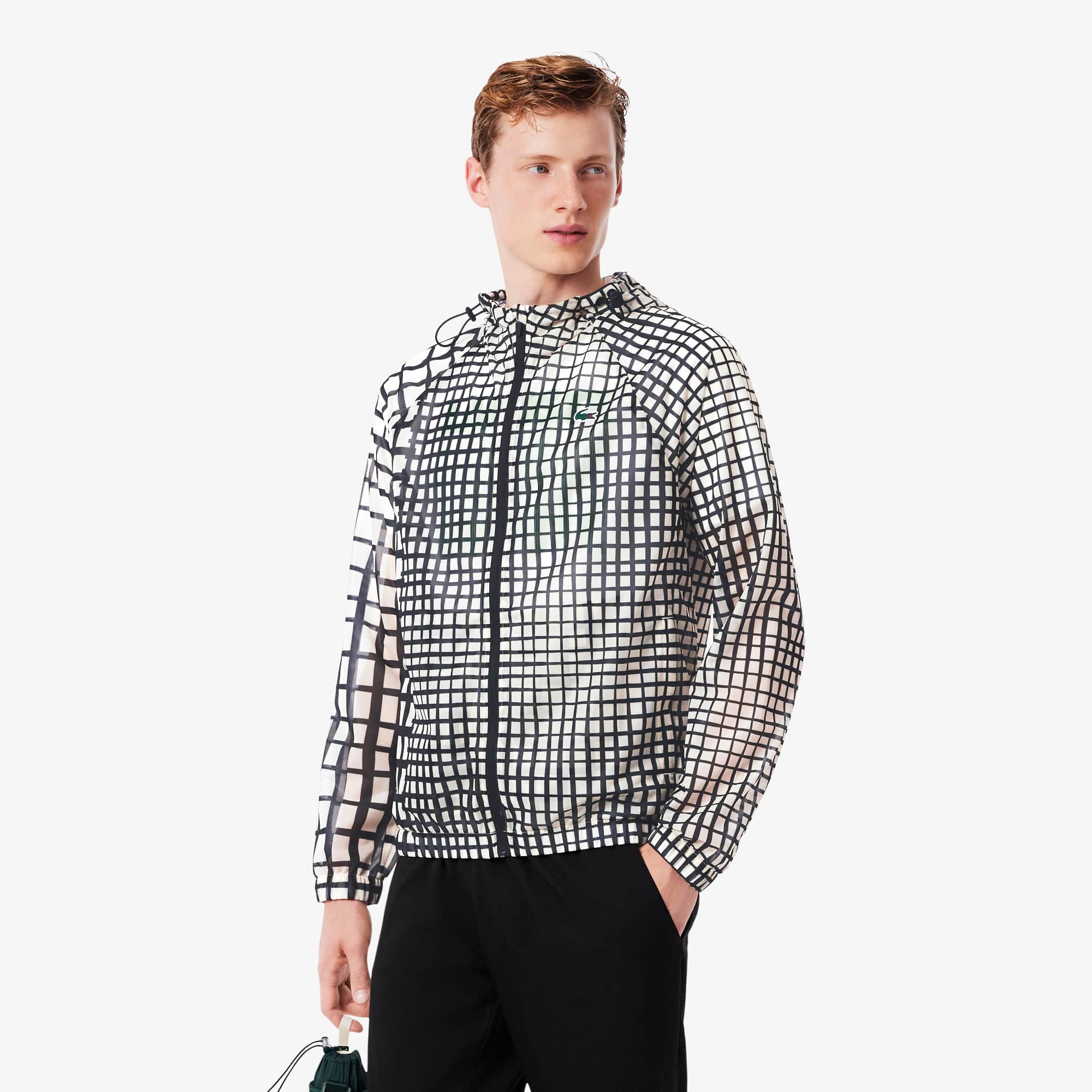 Men's Lightweight Print Sport Jacket - White / Black