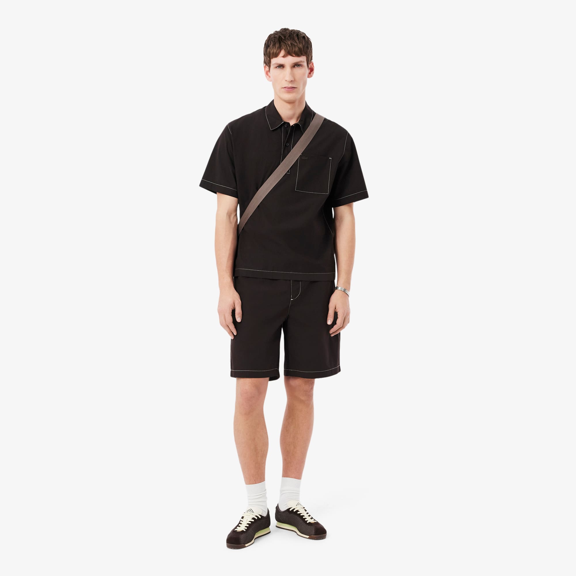 Relaxed Fit Poplin Shorts - Brown