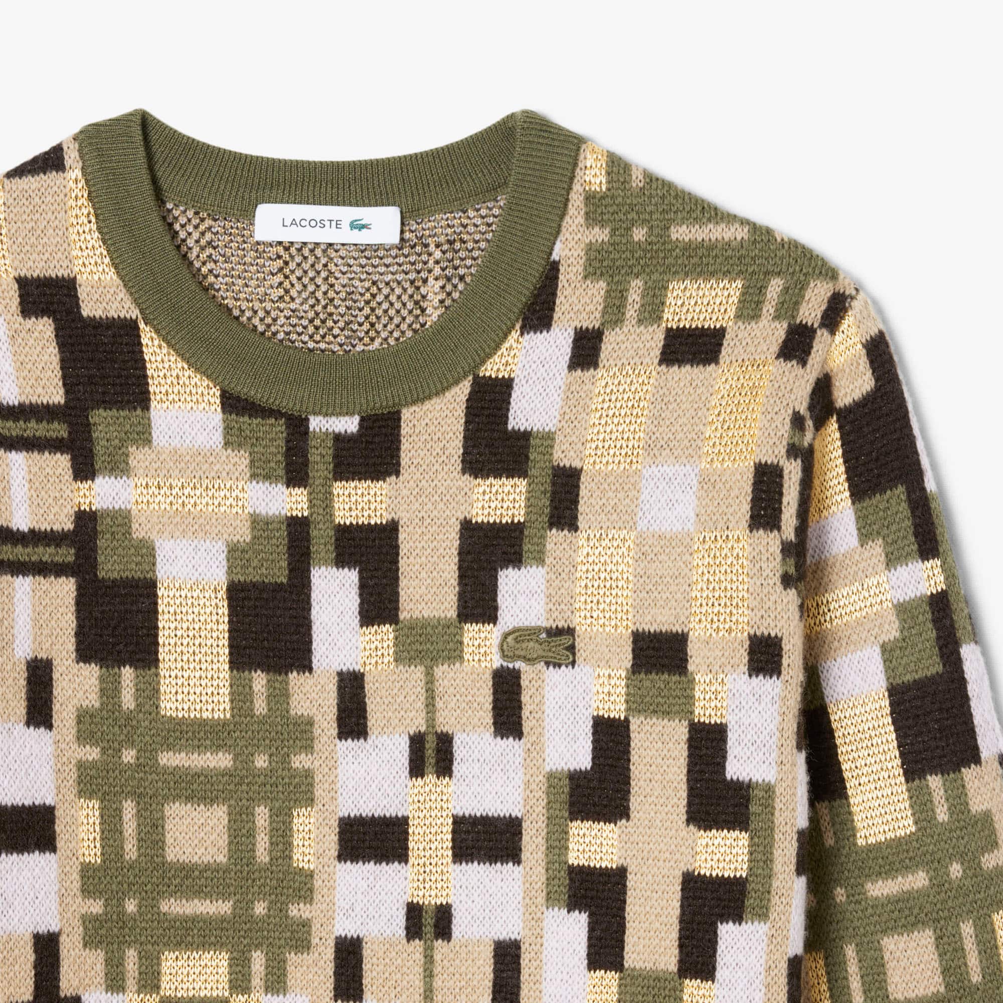 Women's Crew Neck Wool Graphic Sweater - Khaki Green / Beige / Light Pink / Brown / Yellow