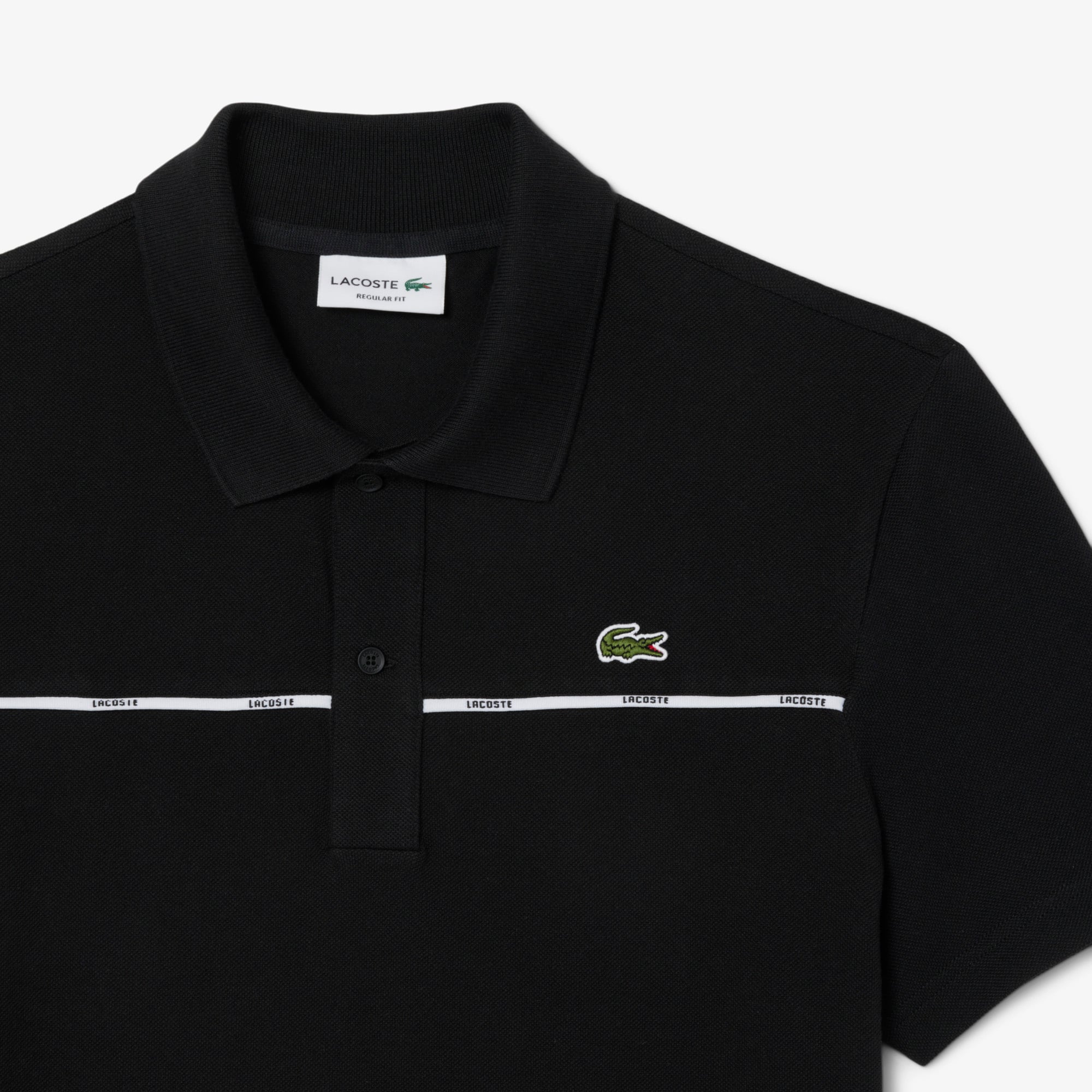 Men's Regular Fit Logo Trim Polo - Black