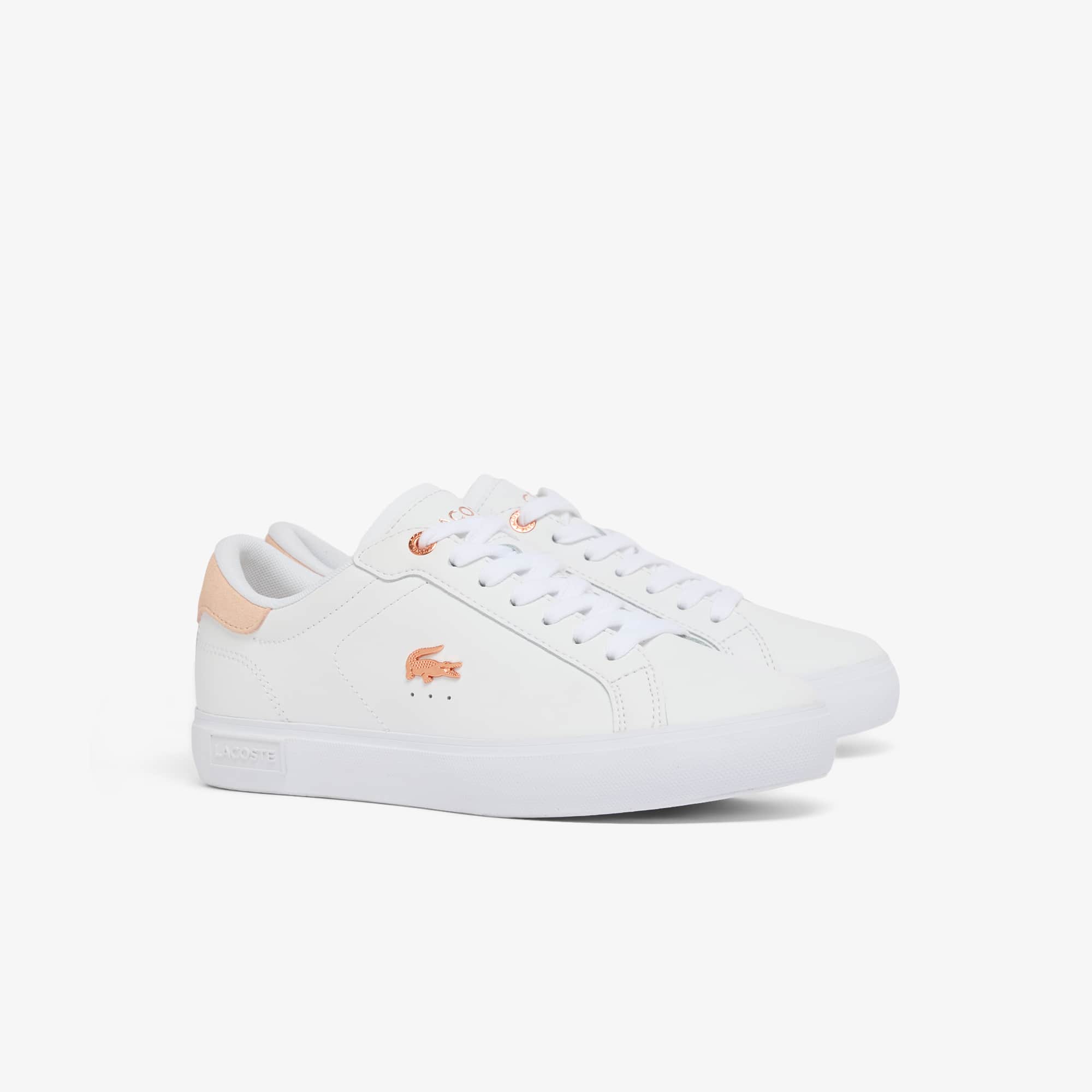 Women's Powercourt Leather Sneakers - WHT/LT PINK