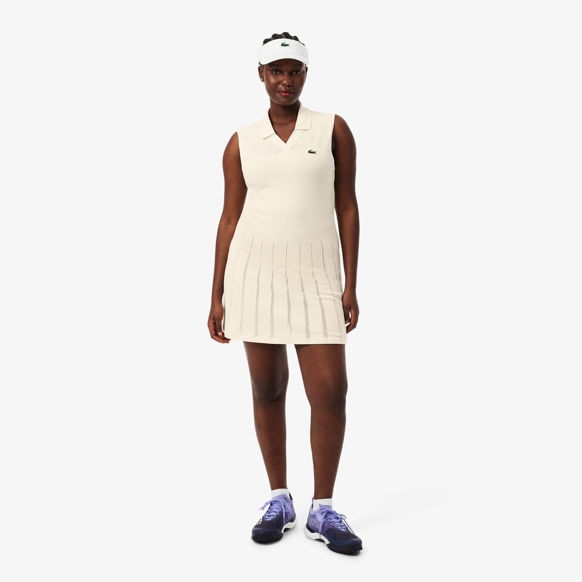 Women's Stretch Tennis Dress & Shorts - White / Khaki Green