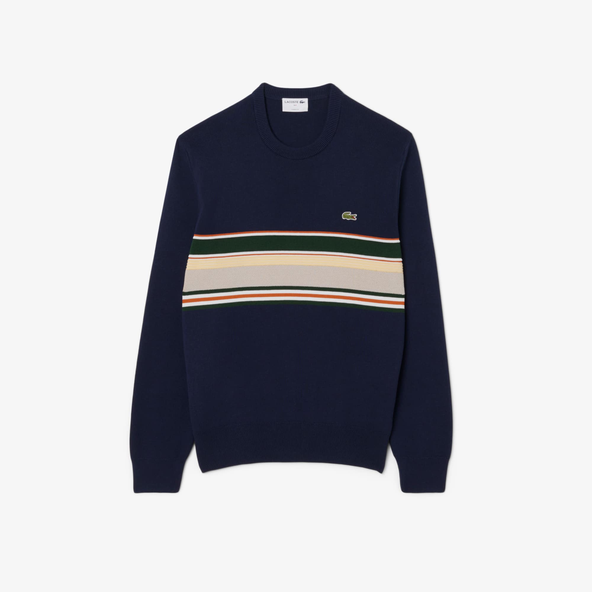 Men's Made In France Striped Sweater - Navy Blue / Green / White / Yellow