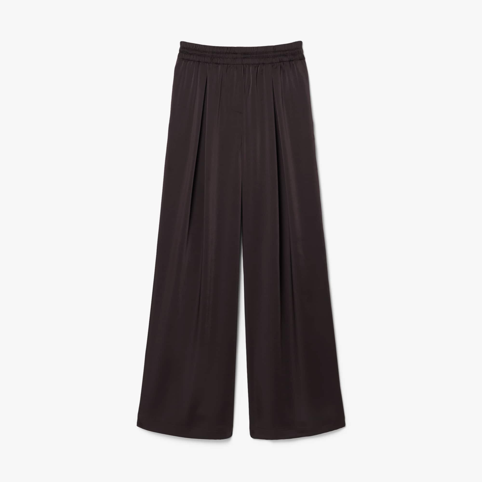 Oversized Elasticated Satin Pants - Brown