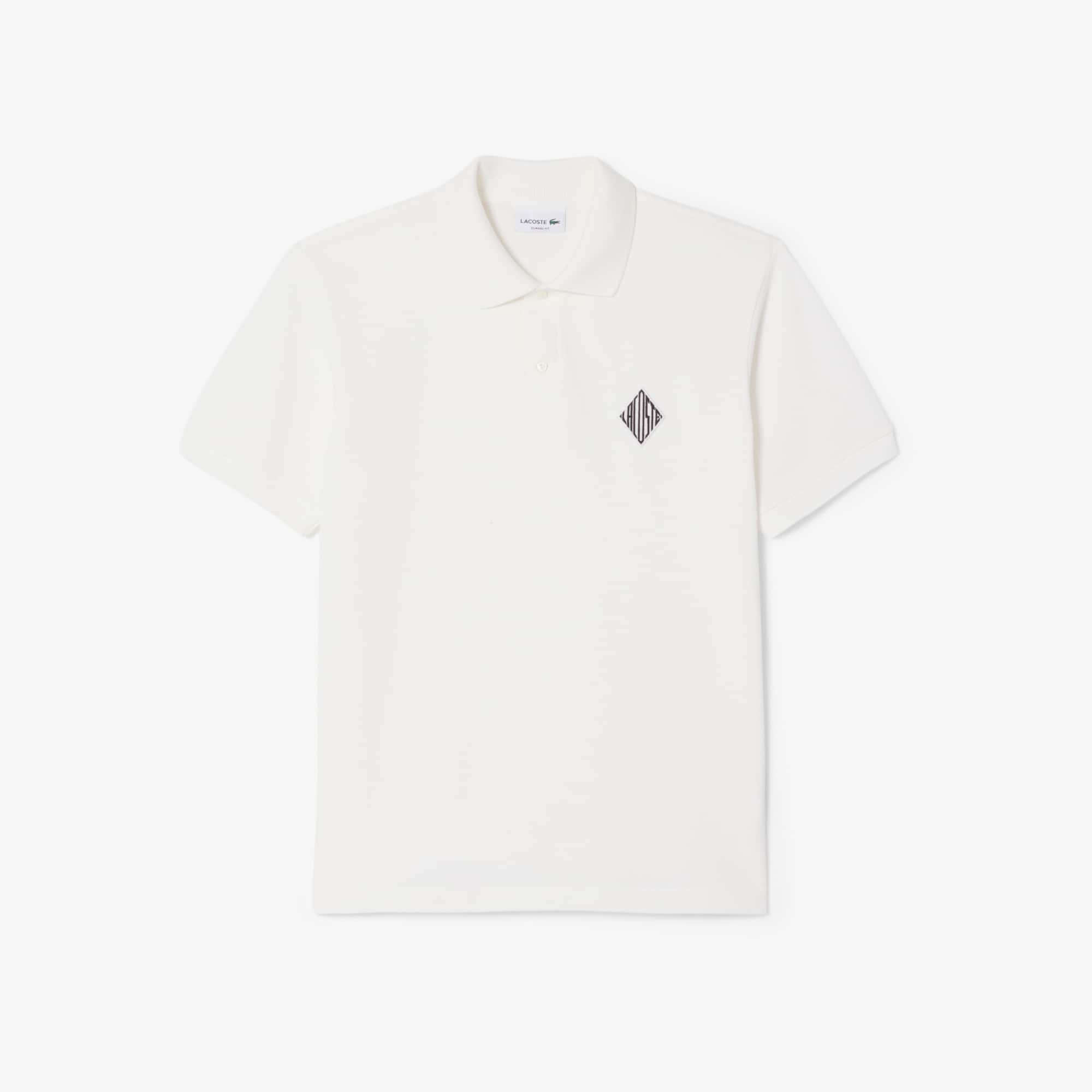 Classic Fit Badge Accent Piqué Polo - White