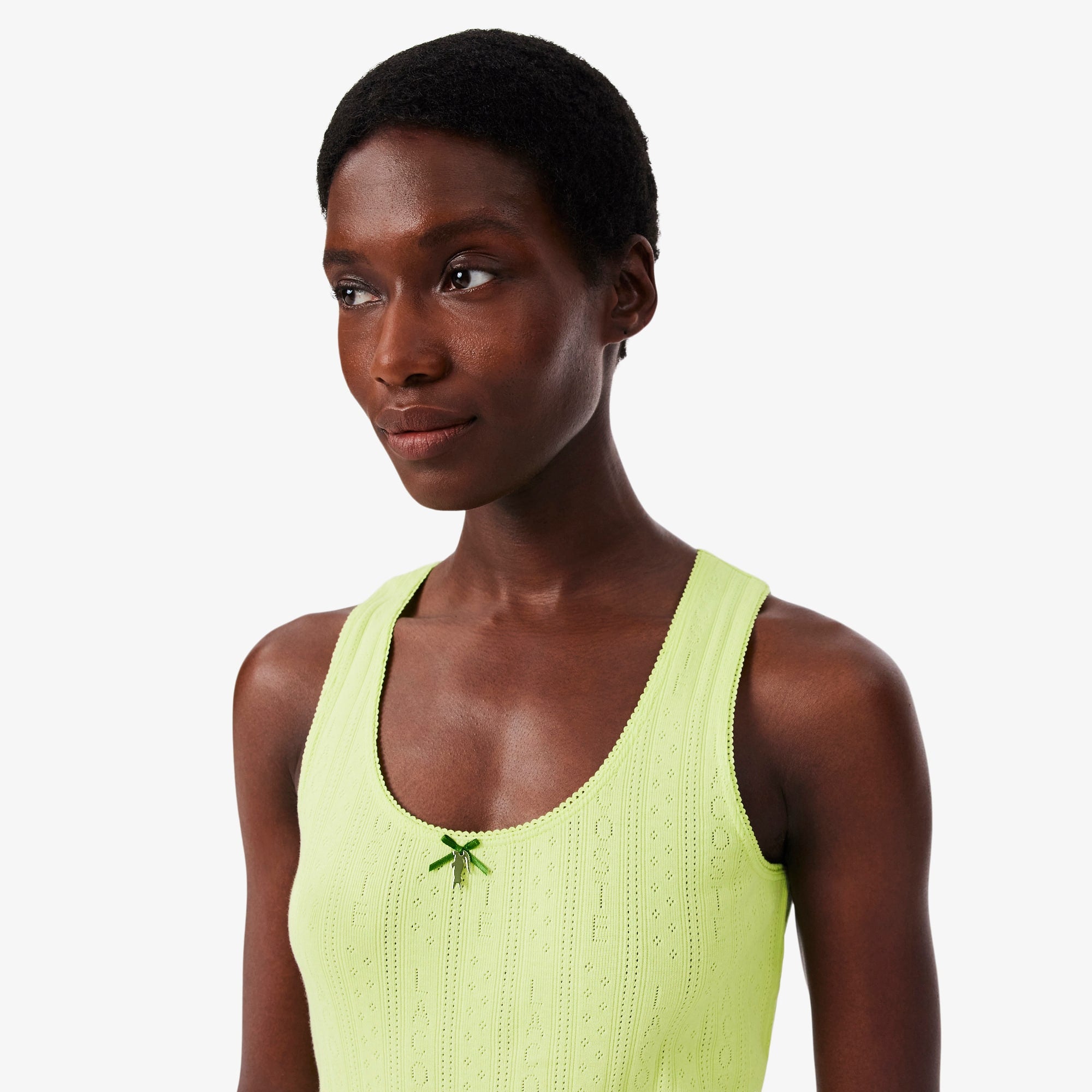 Women's Slim Fit Pointelle Knit Cotton Tank Top - Green