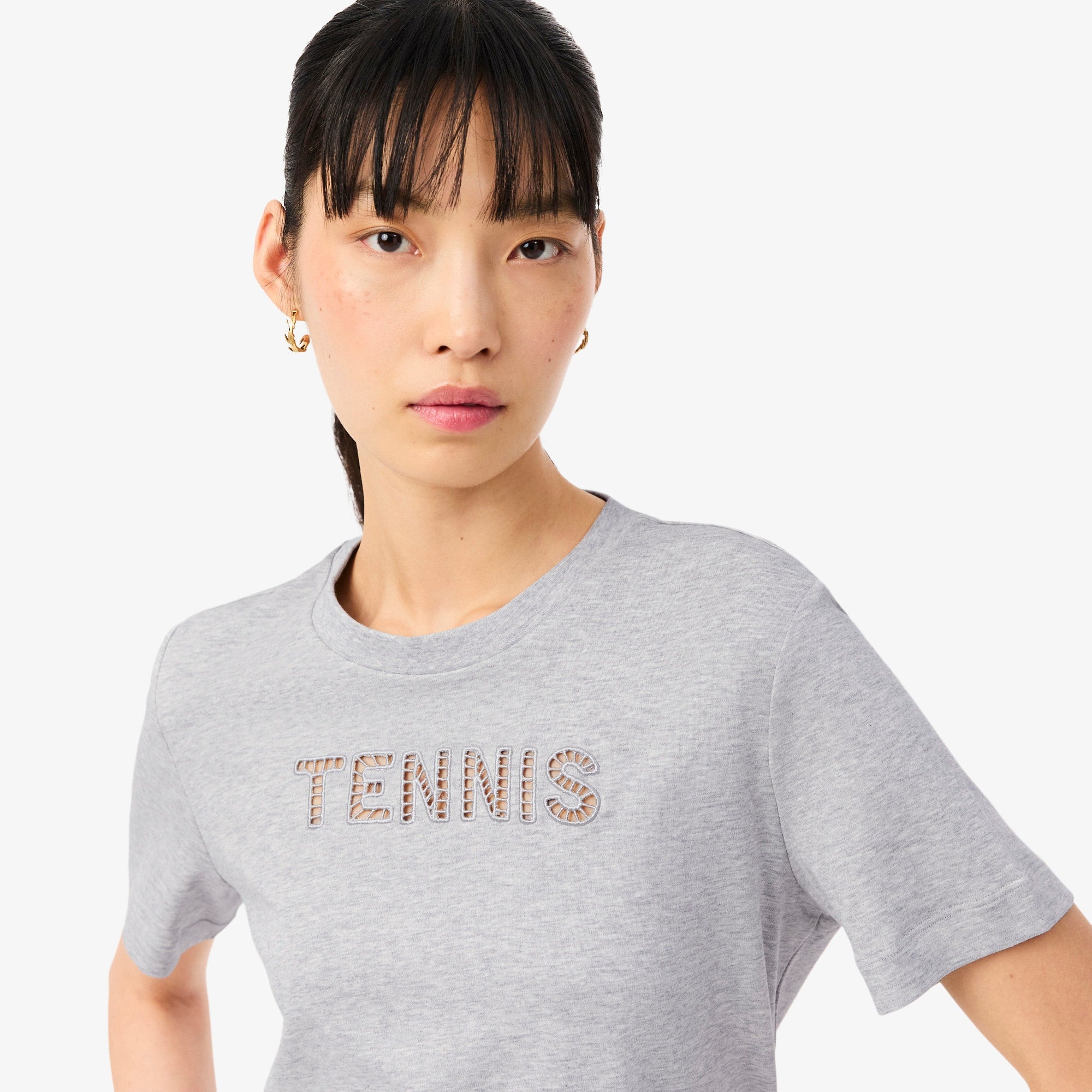 Tennis Embroidery T-Shirt - Grey Chine