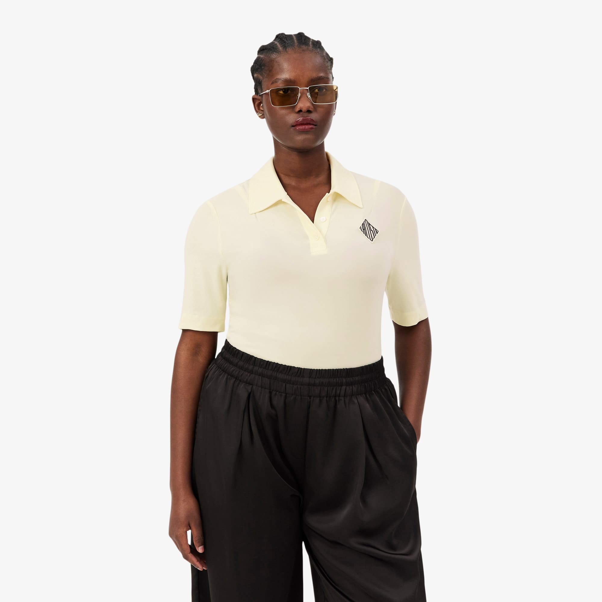 Slim Fit Embroidered Polo - Lemon Beige