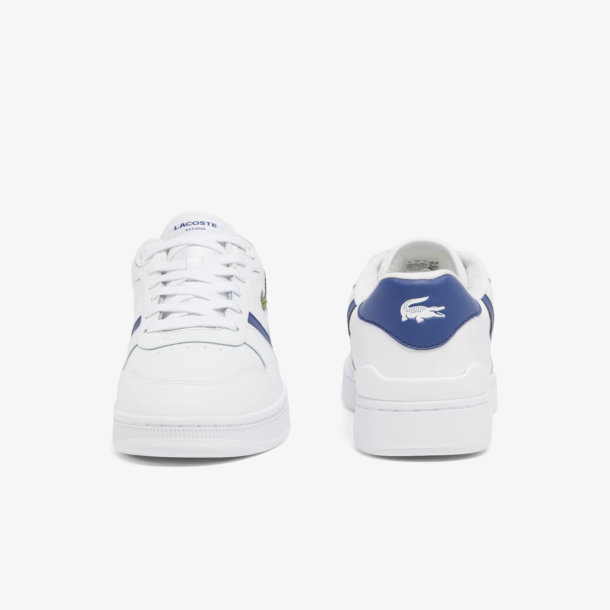 Men's T-Clip Set Leather Sneakers - WHITE / NAVY