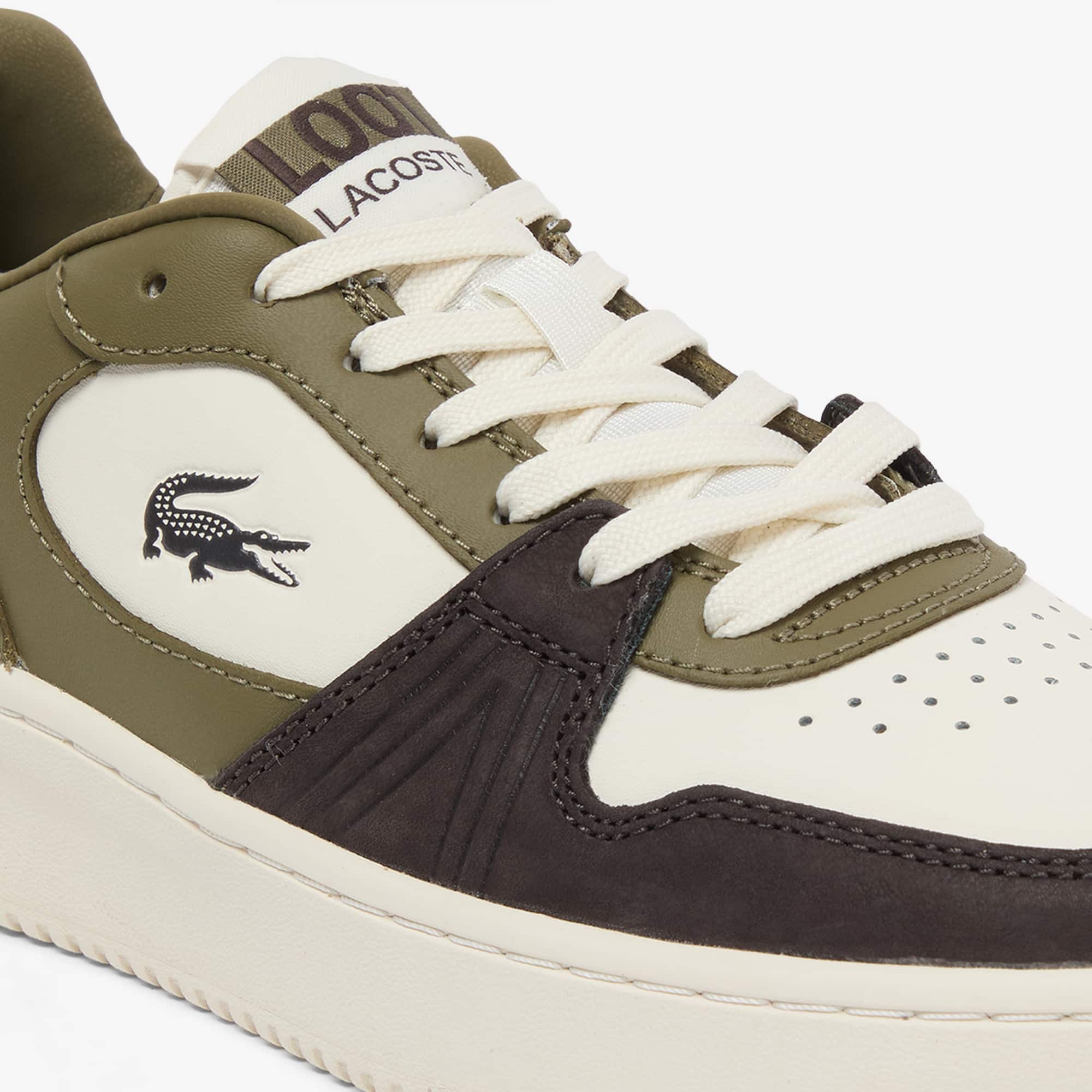Women's L001 Set Leather Sneakers - KHK/OFF WHT