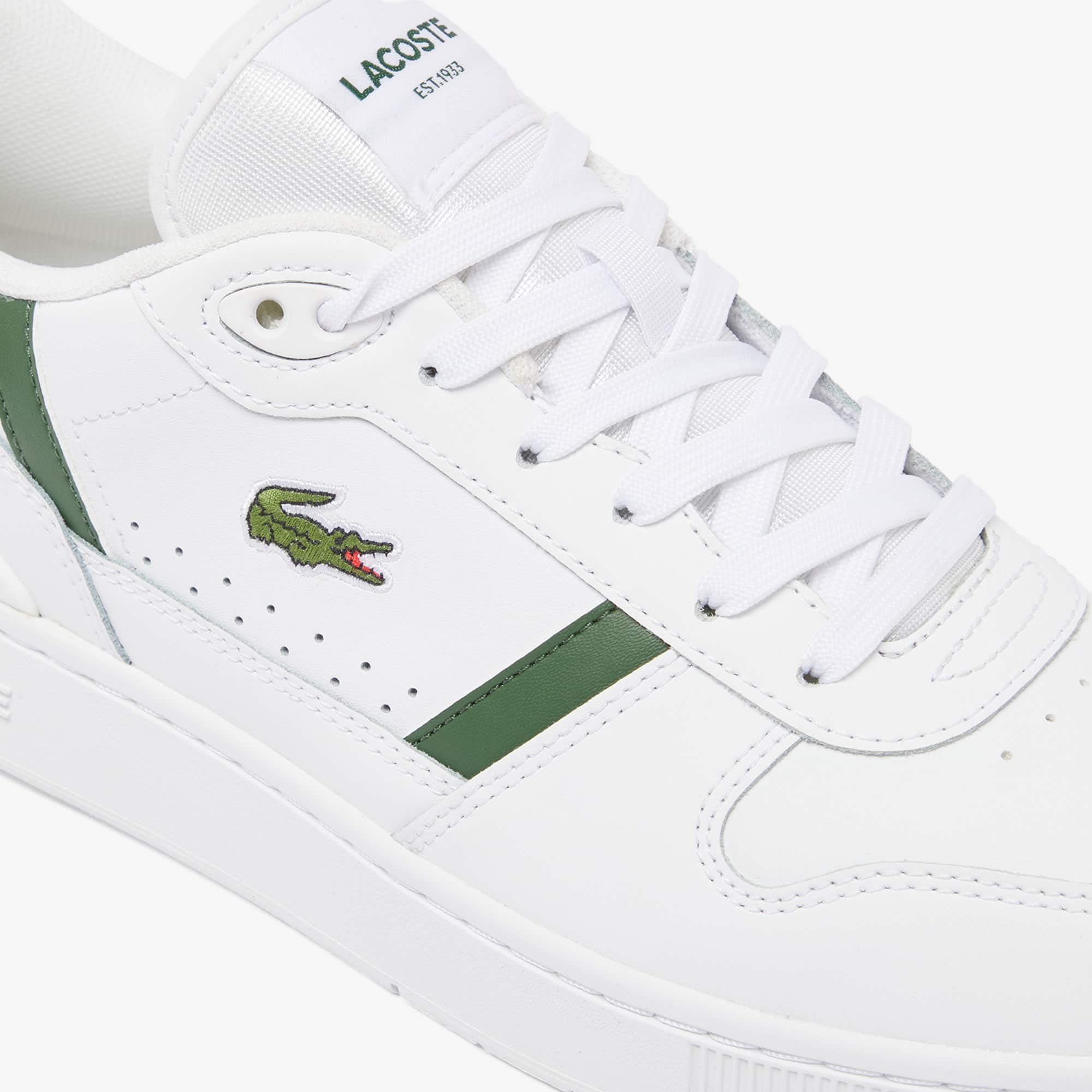 Men's T-Clip Set Leather Sneakers - WHITE/DARK GREEN