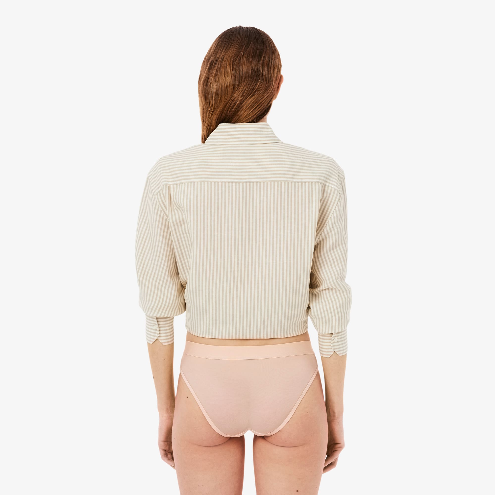 Branded Waist Mesh Briefs - Beige