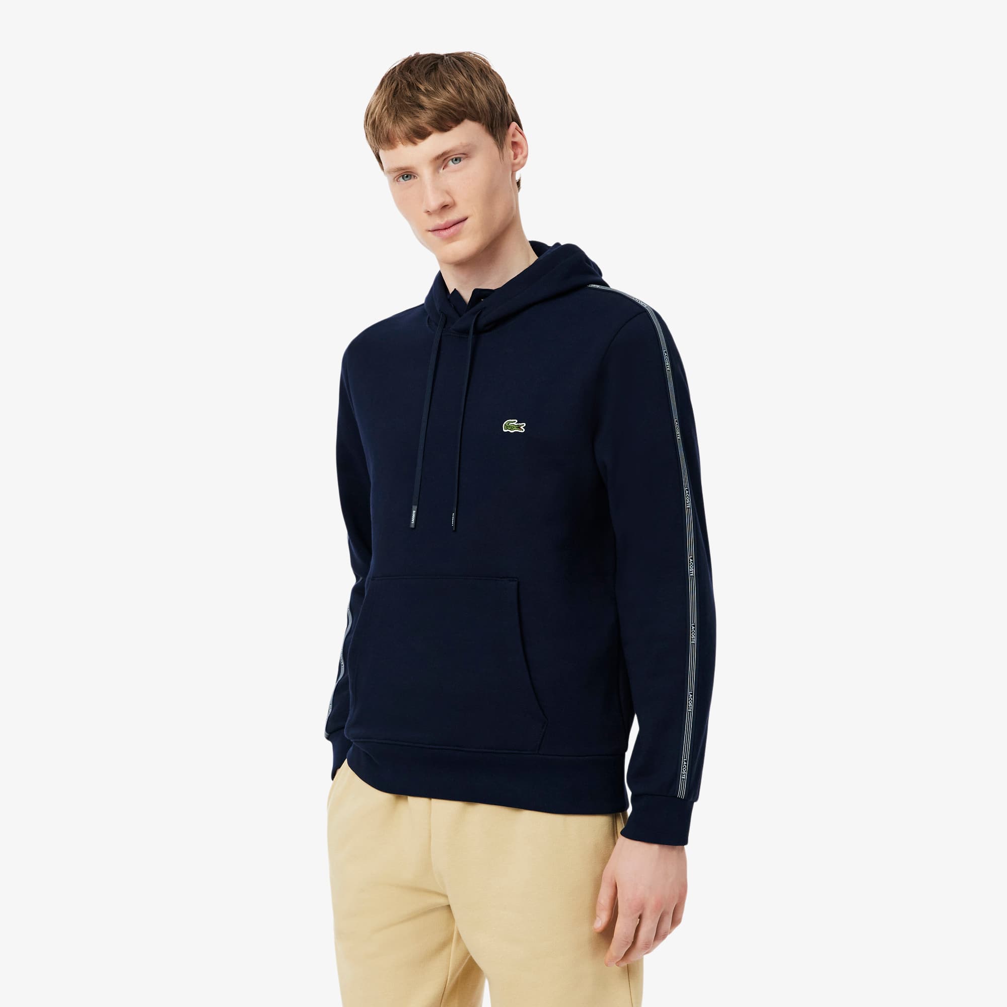 Logo Stripe Zipped Hoodie - Navy Blue