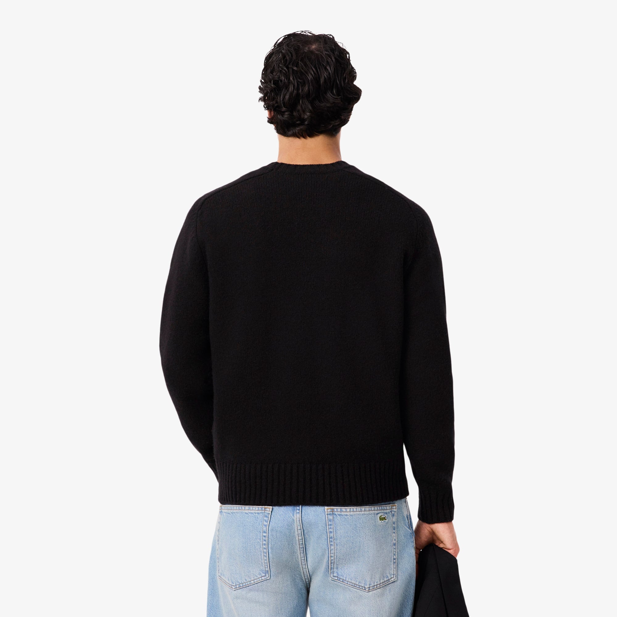 Men's Intarsia Branded Wool Sweater - Black / Green