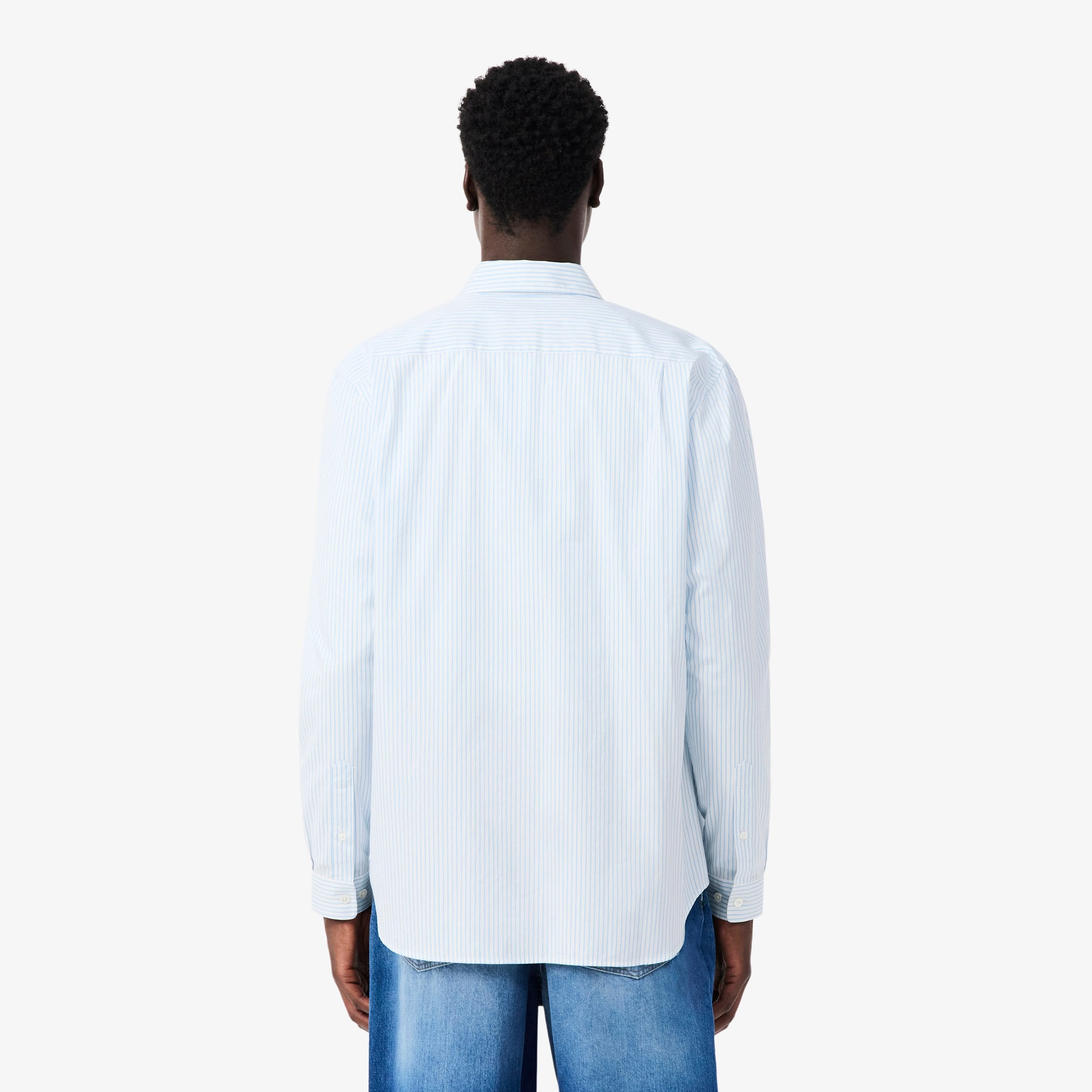 Men's Regular Fit Striped Pinpoint Shirt - White / Light Blue