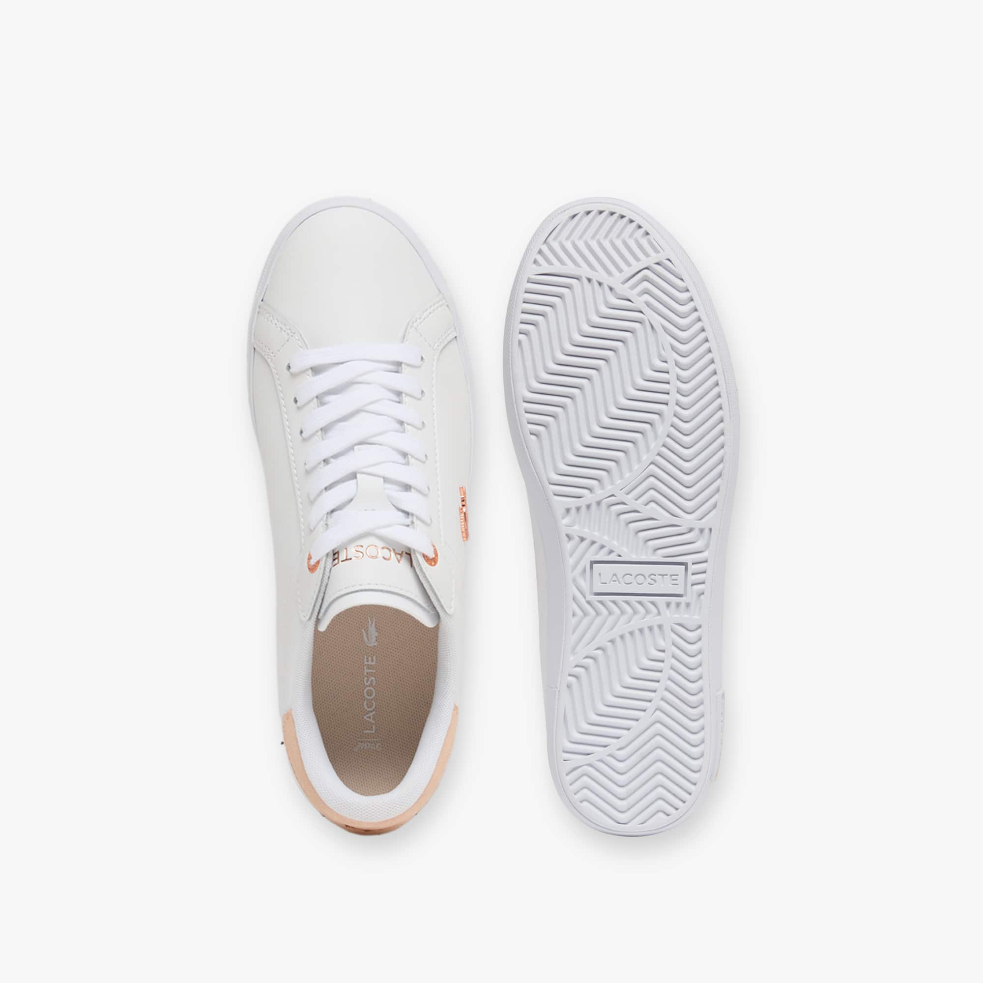 Women's Powercourt Leather Sneakers - WHT/LT PINK