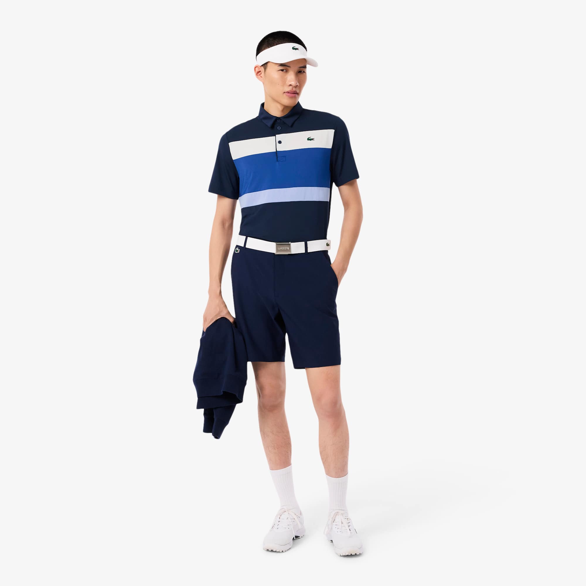 Men's Regular Fit Colorblock Golf Polo - Navy Blue / Blue / White