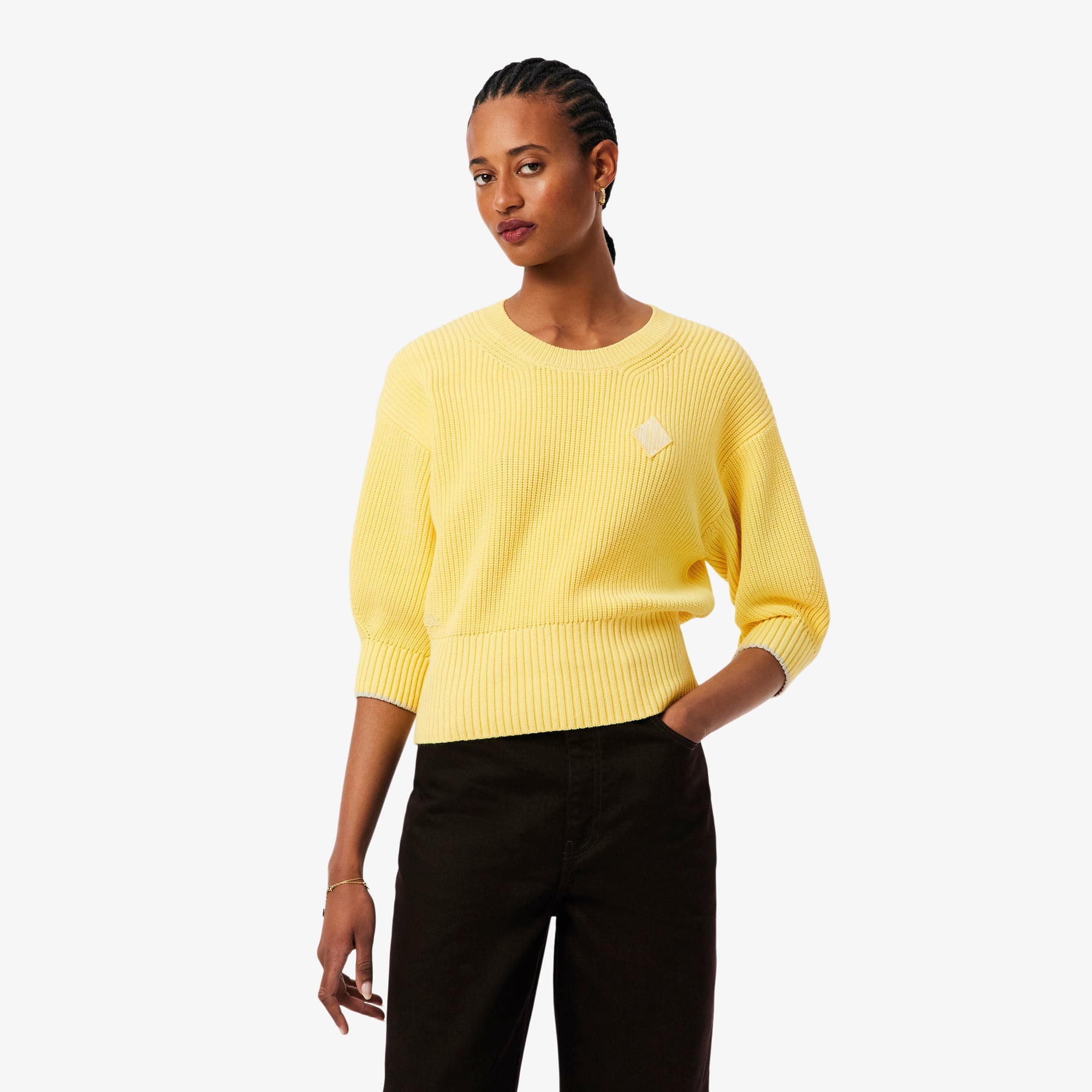 Cotton Crew Neck Sweater - Pastel yellow