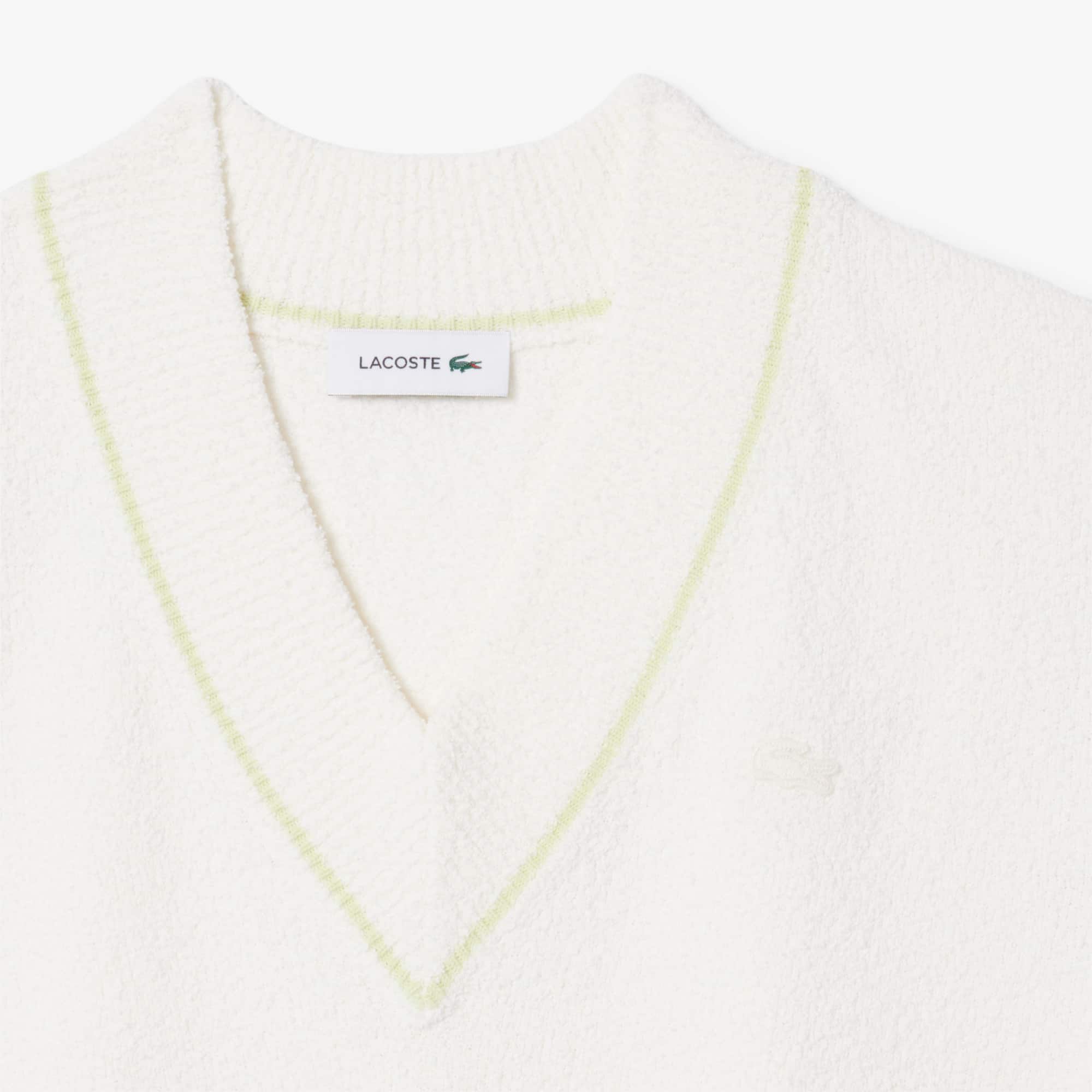 Cotton Blend V-neck Sleeveless Sweater Vest - White