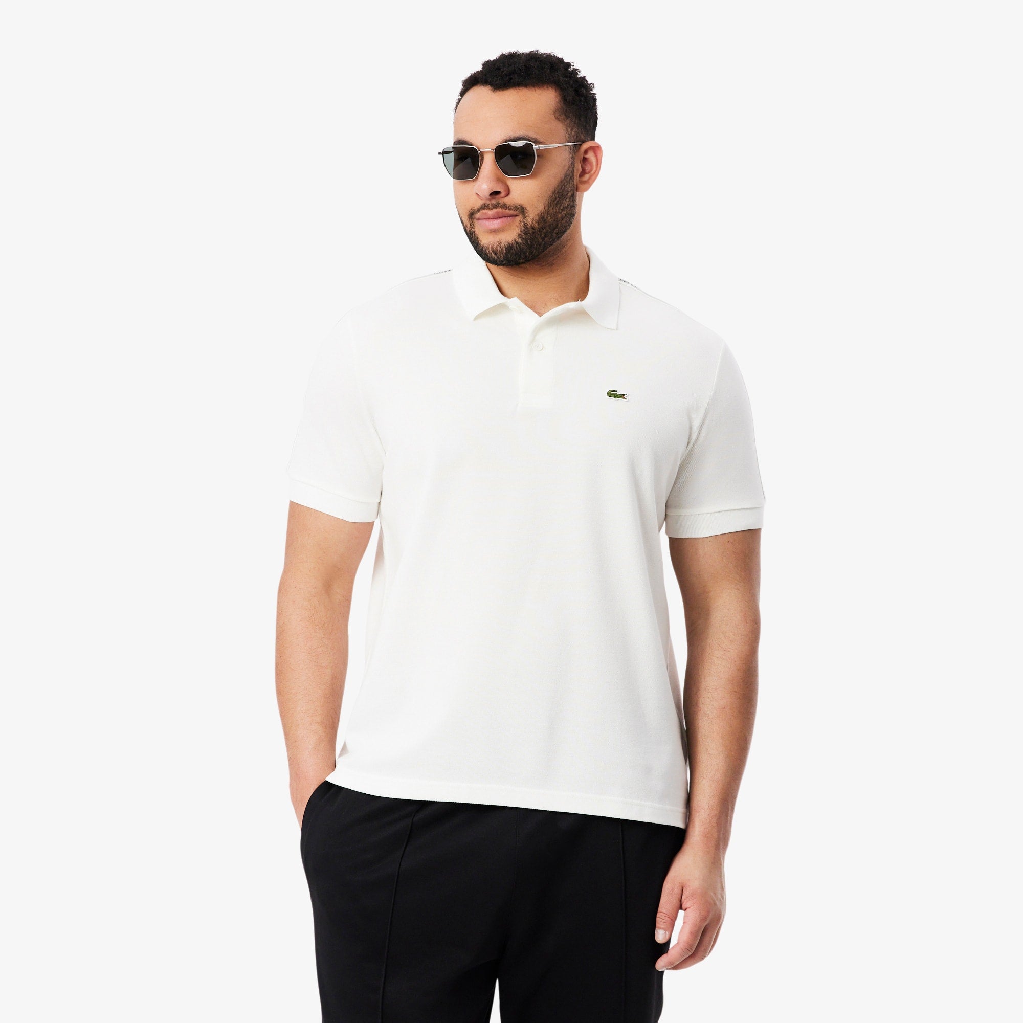 Regular Fit Logo Stripe Polo - White