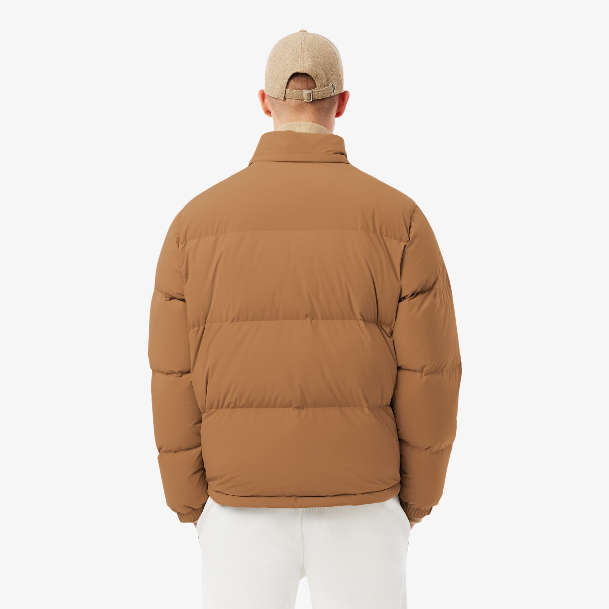 Men's Water-Repellent Hooded Down Jacket - Light Brown
