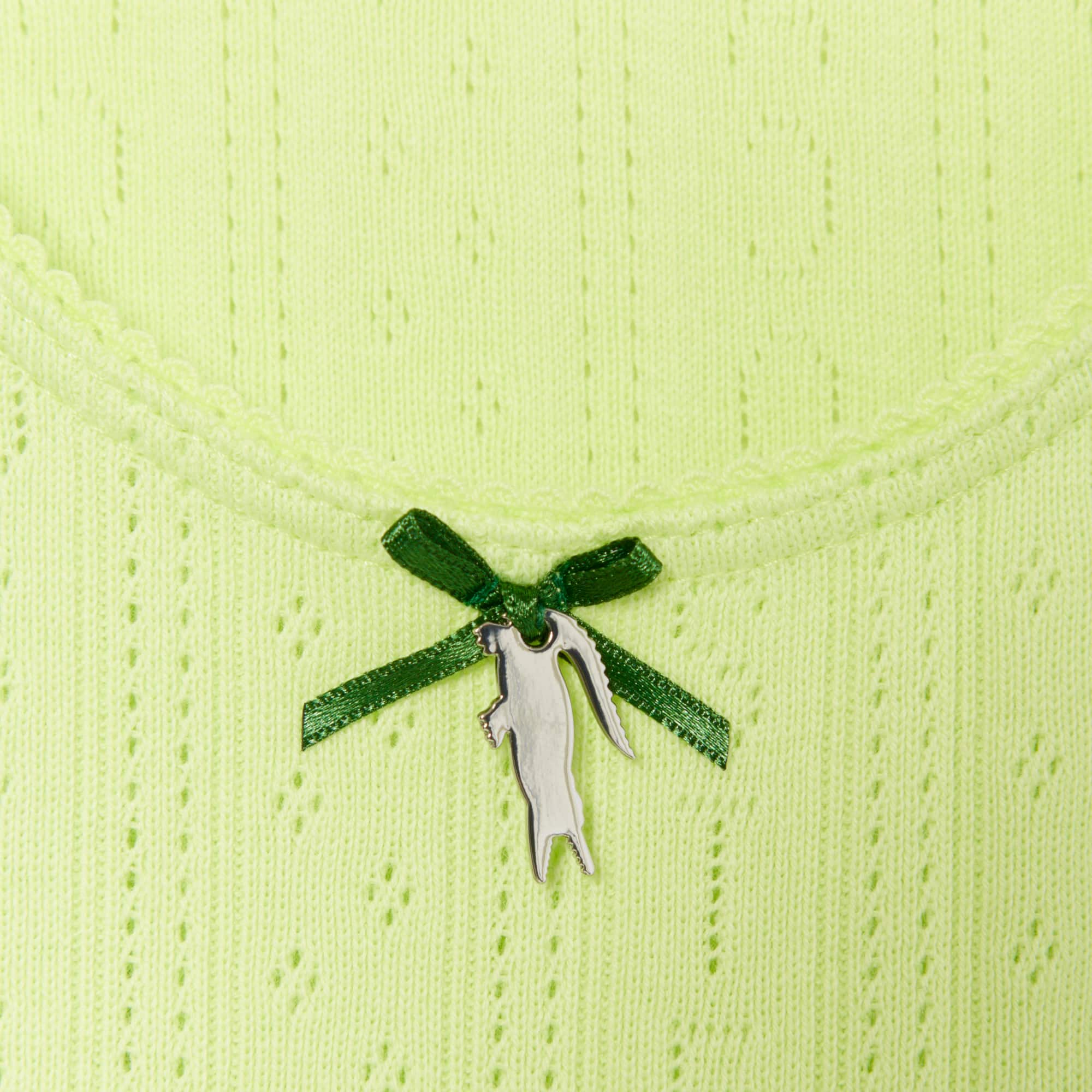 Women's Slim Fit Pointelle Knit Cotton Tank Top - Green