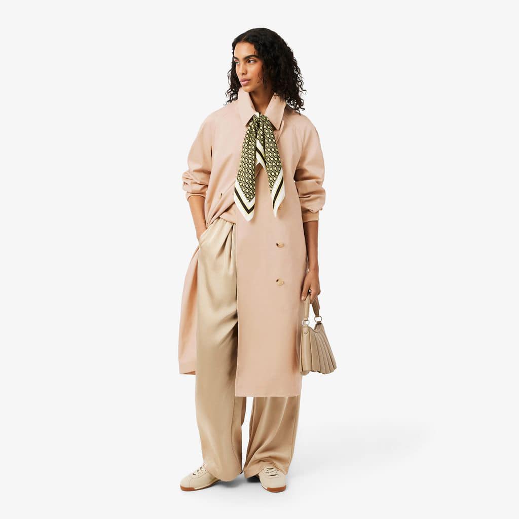 Oversized Water-Repellent Trench Coat - Beige