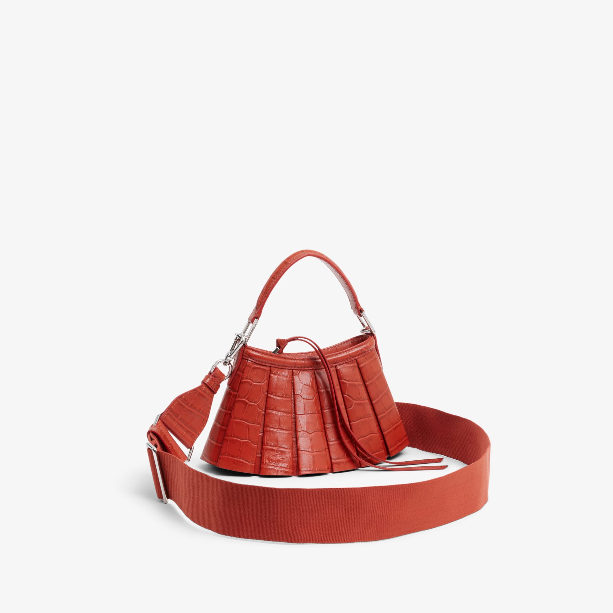 Runway Mini Lenglen Effect Leather Bag - ORANGINE