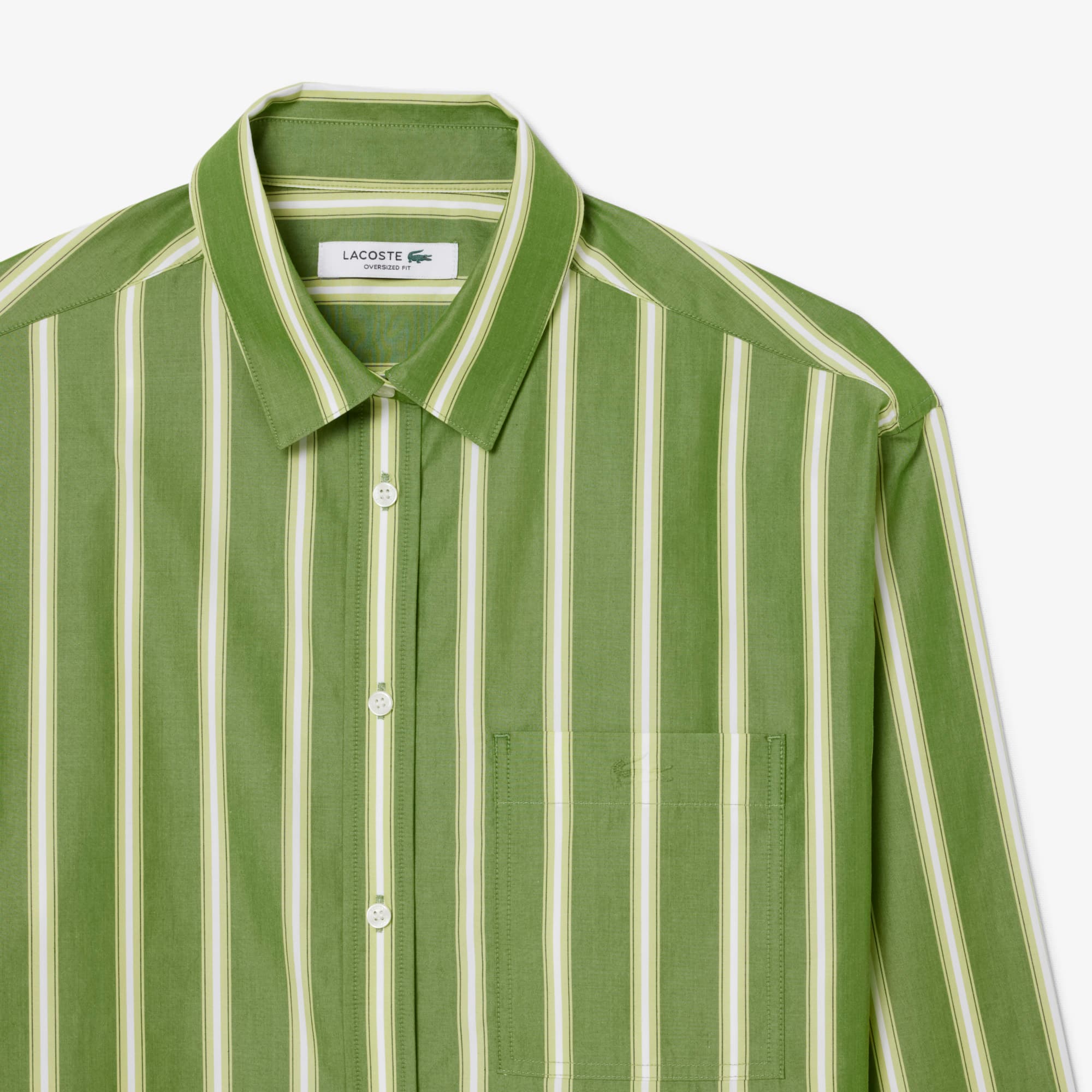 Oversized Cotton Poplin Shirt - Vert / Blanc / Noir