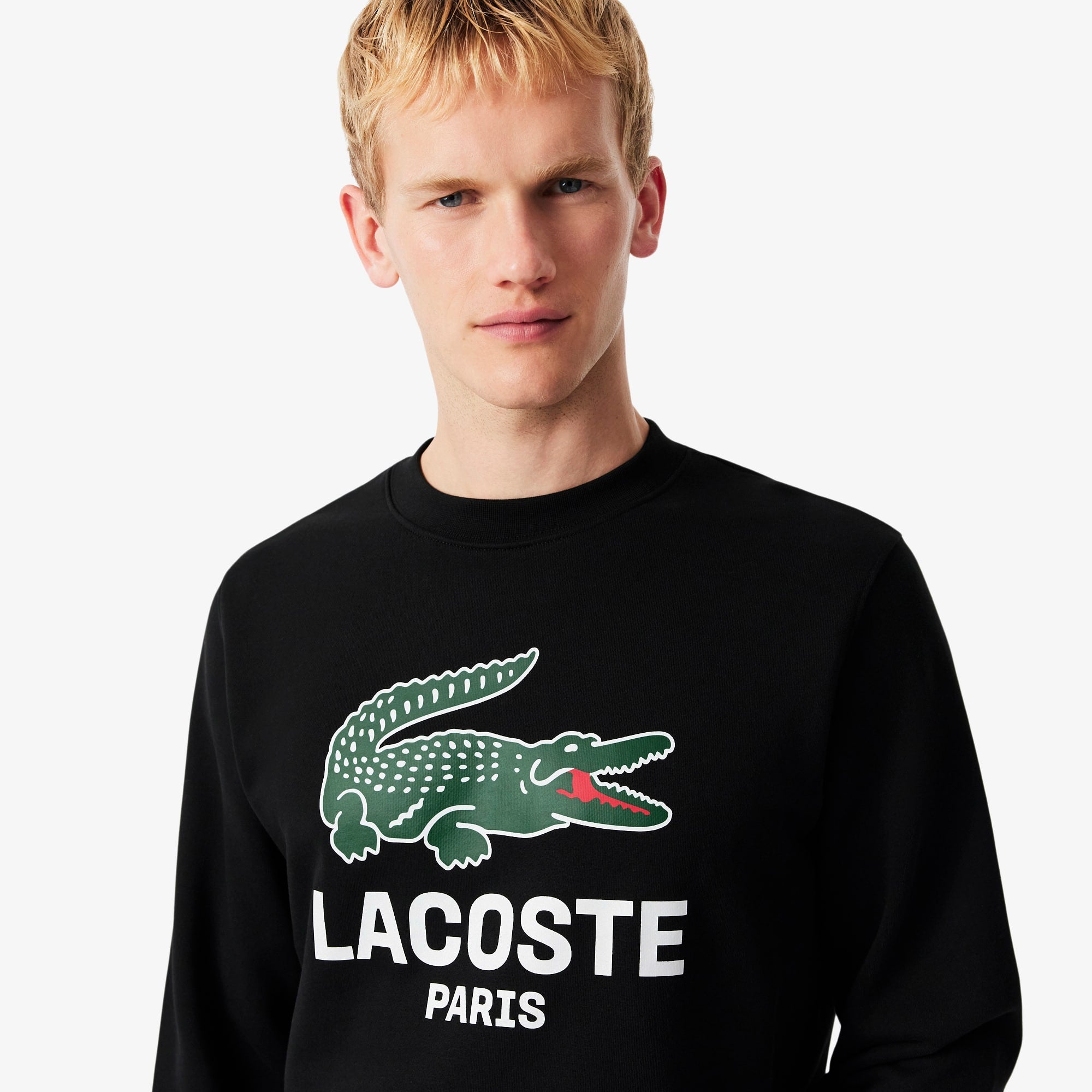 Men's Classic Fit Printed Crew Neck Sweatshirt - Black