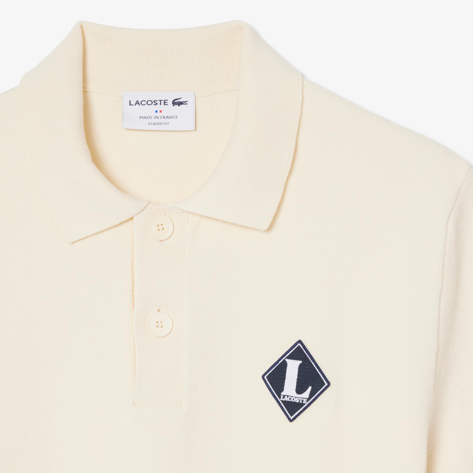 Made In France Badge Accent Polo Collar Sweater - Cream