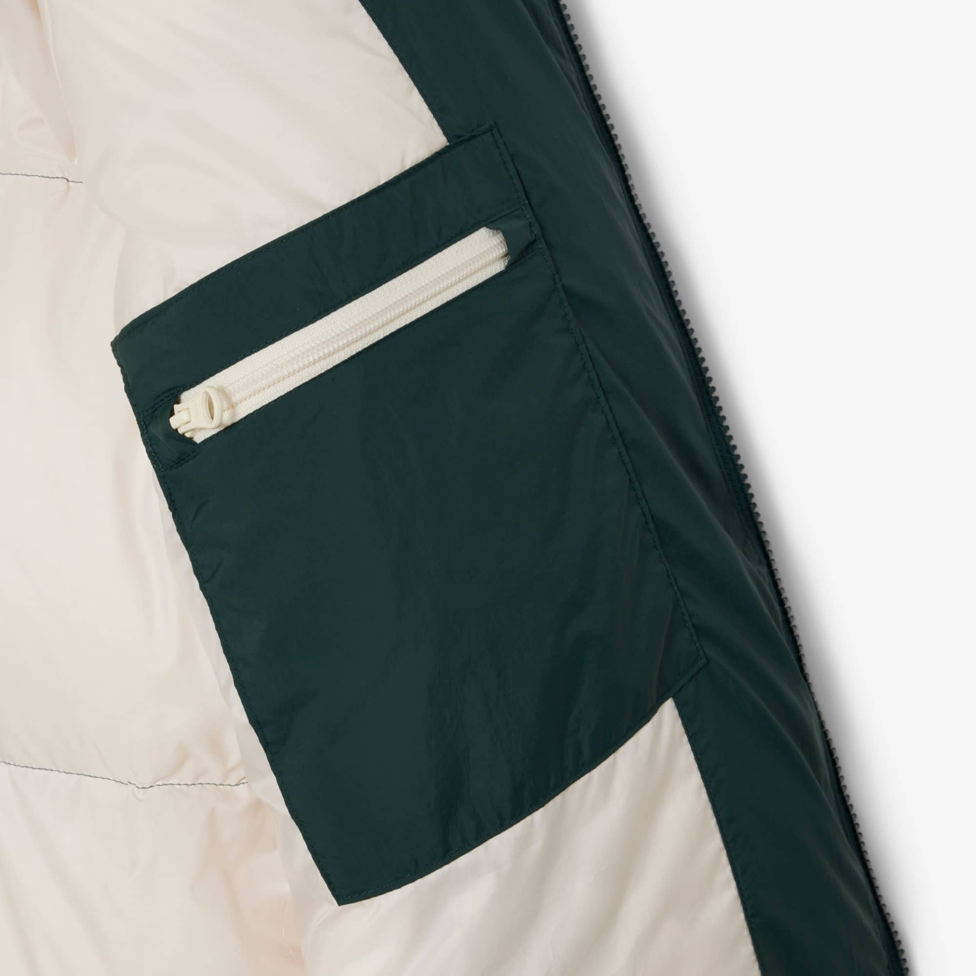 Women's Long Oversized Down Jacket - Green / White