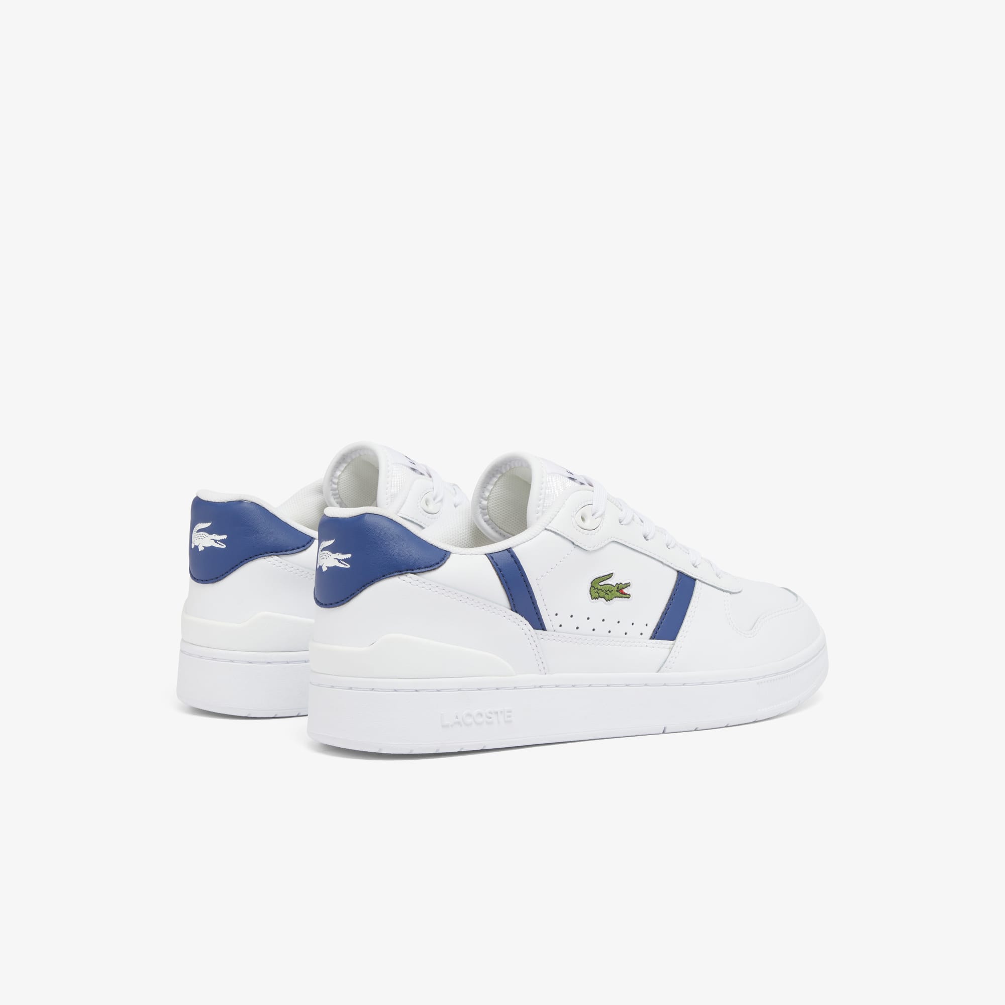 Men's T-Clip Set Leather Sneakers - WHITE / NAVY