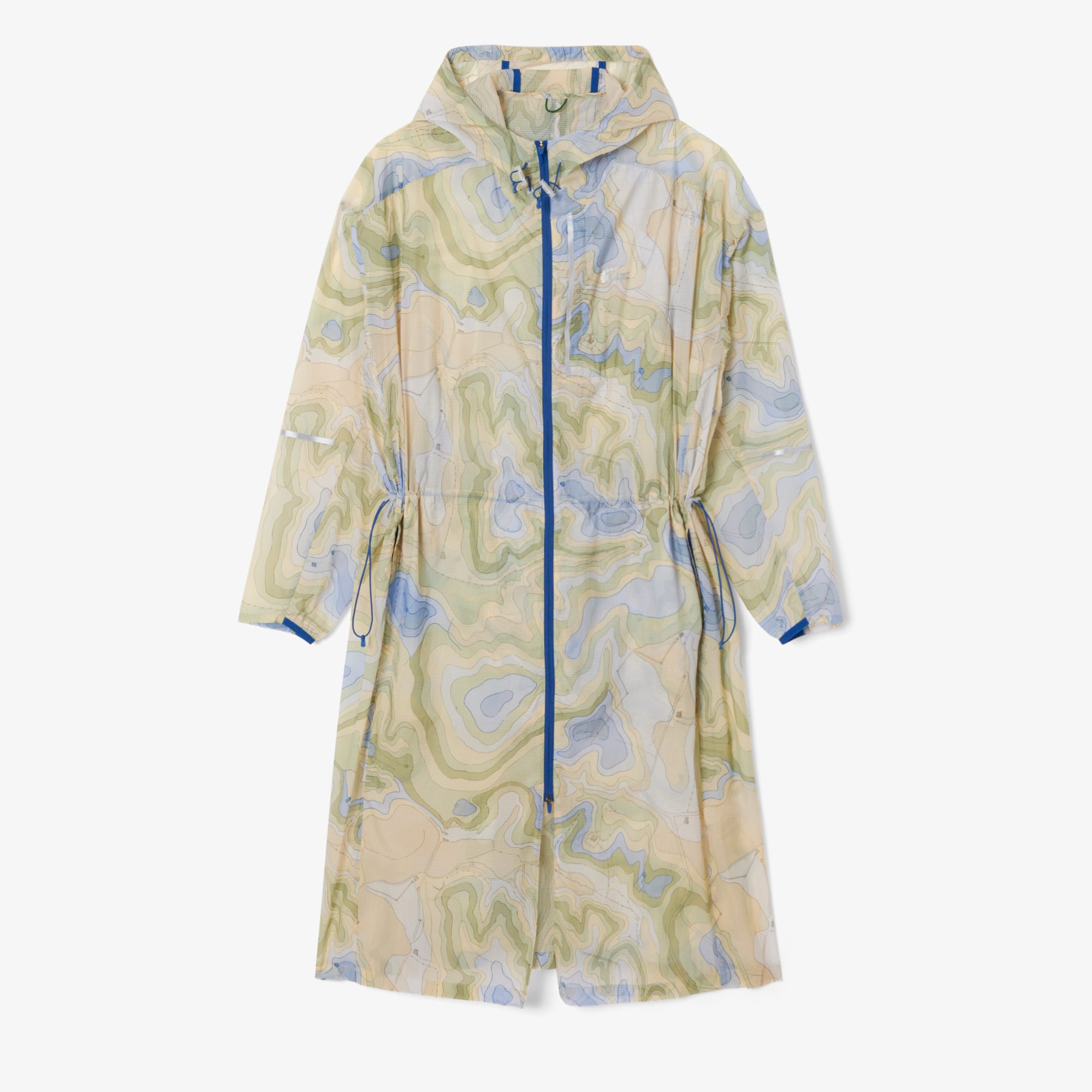 Women's Long Oversized Water-Repellent Parka - White / Blue