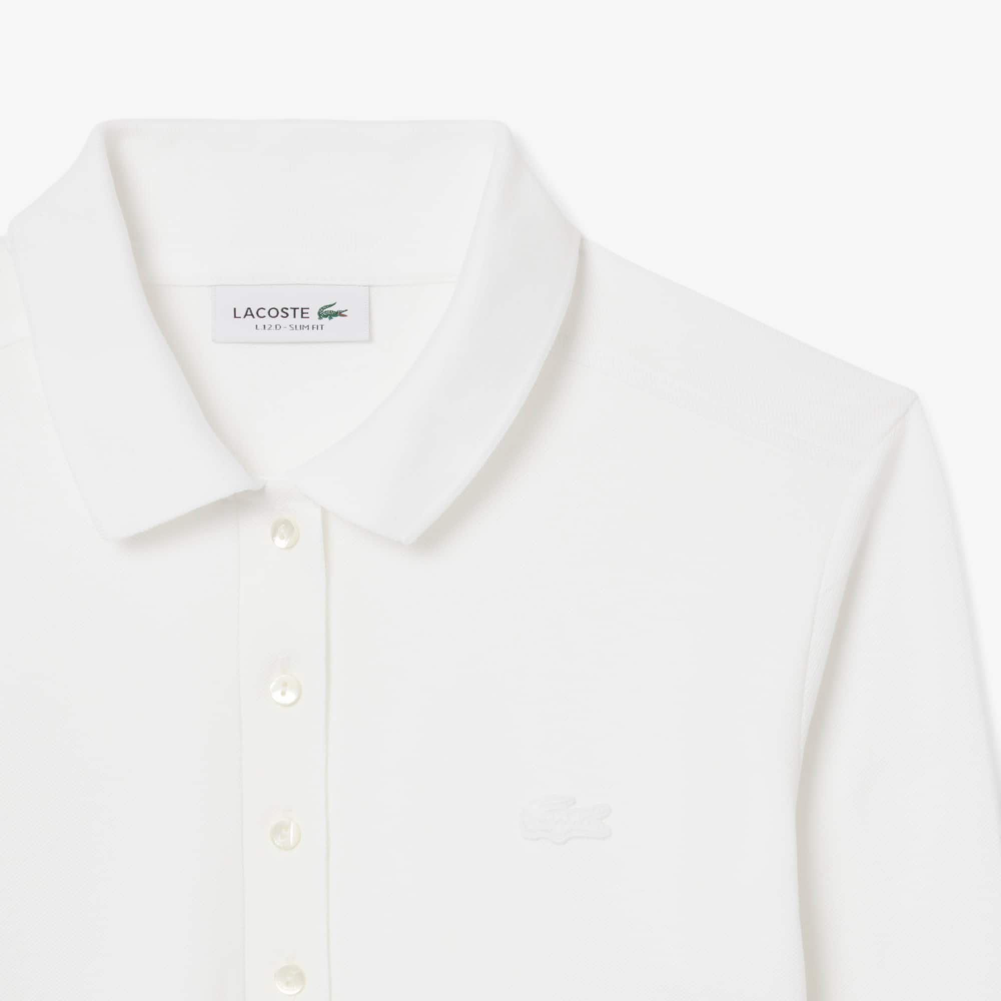 Women's Slim Fit L.12.D Stretch Mini Piqué Polo - White