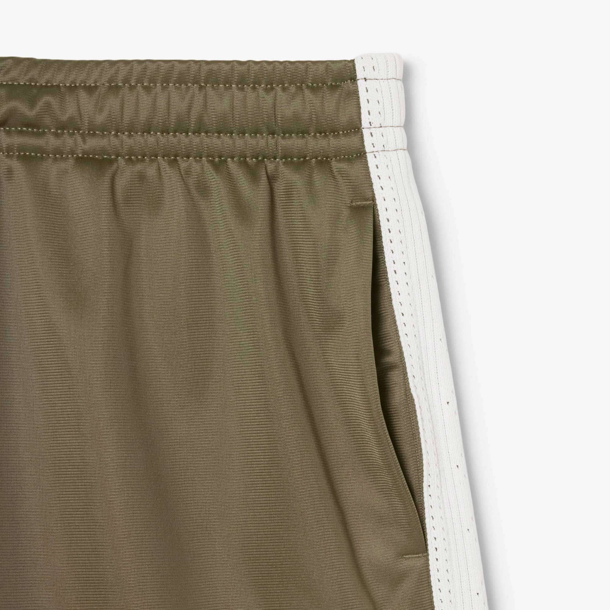 Women's Satin Jersey Pointelle Stripe Shorts - Khaki Green
