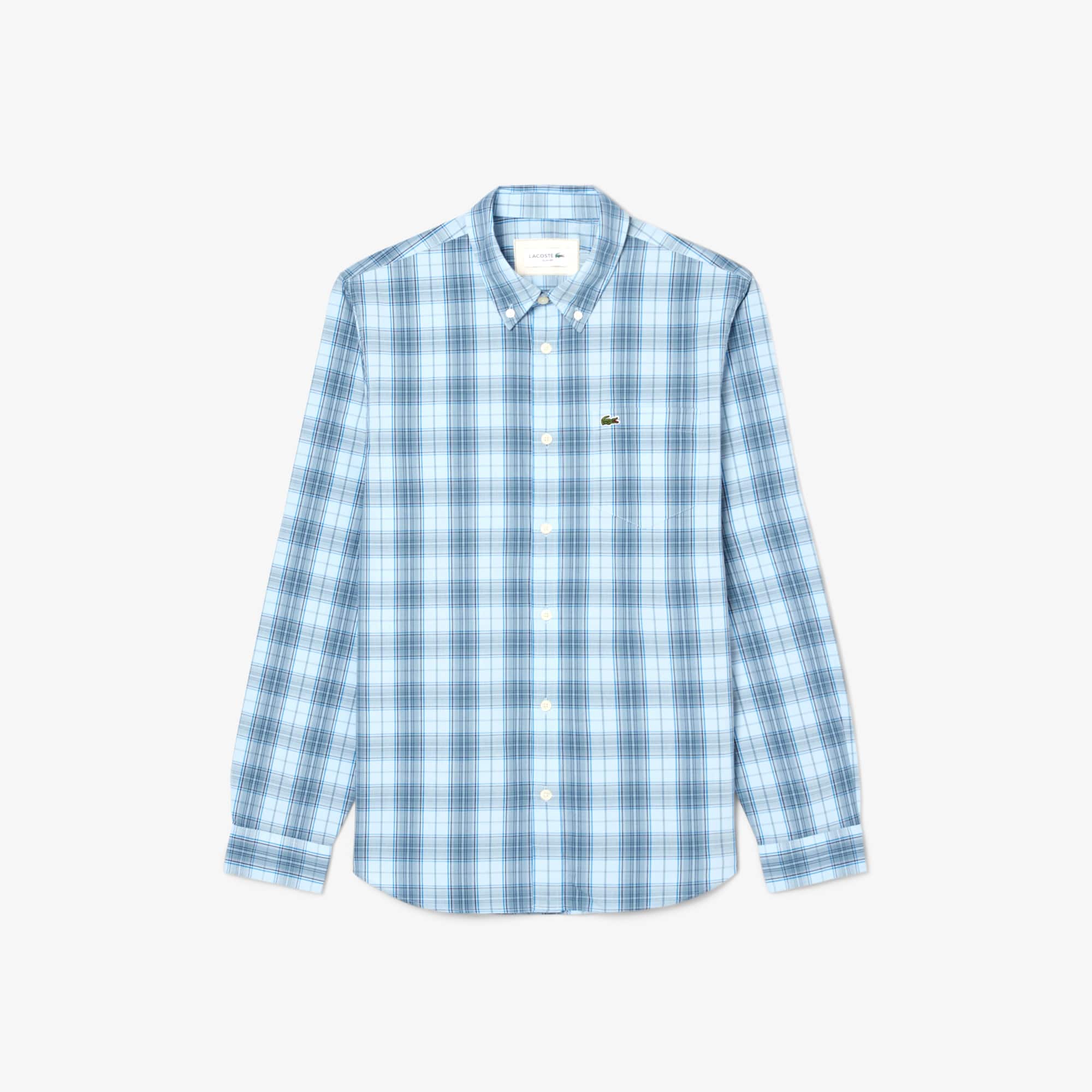 Men's Slim Fit Stretch Plaid Shirt - Light Blue / Blue / Navy Blue
