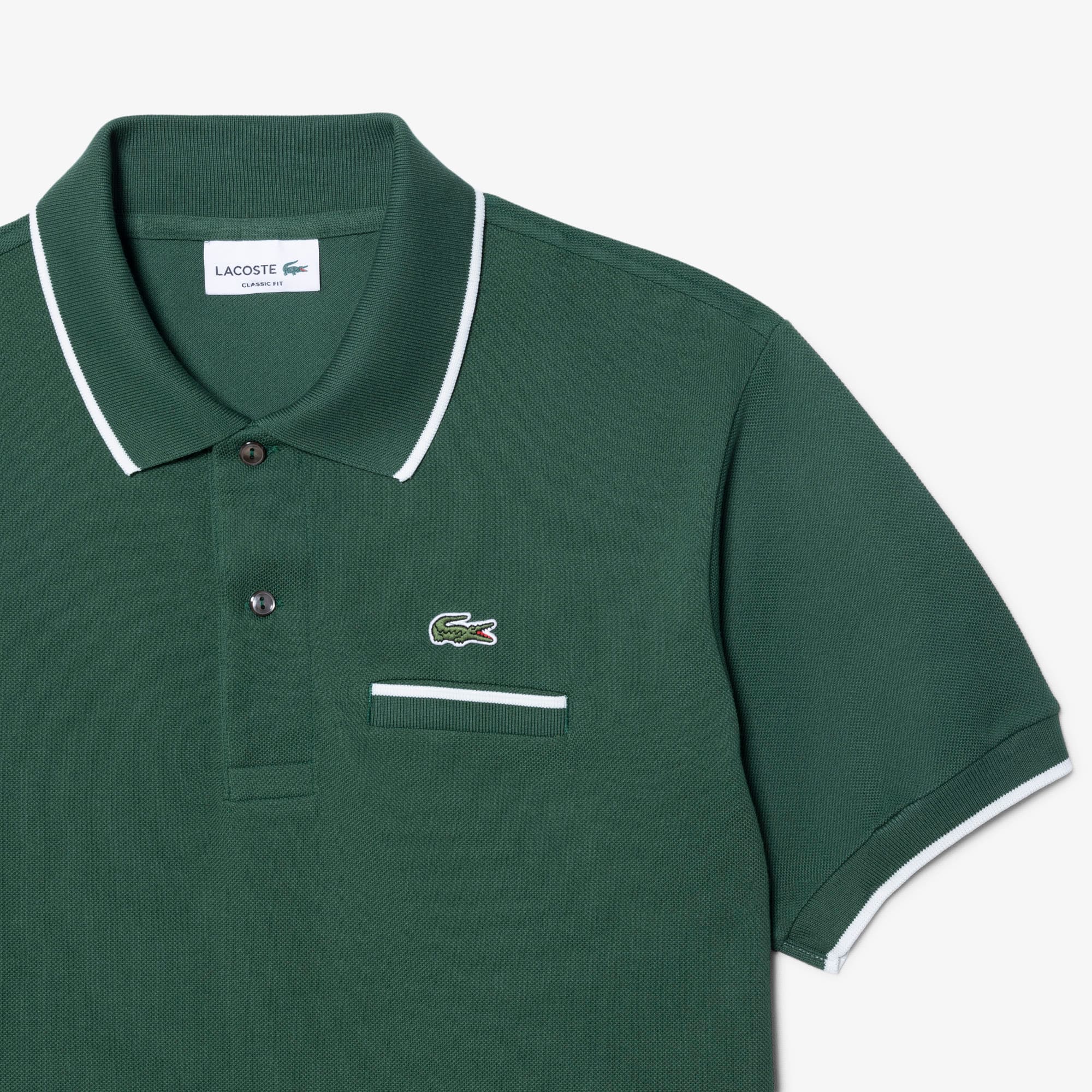 Men's Classic Fit Pocket Accent Polo - Green / White