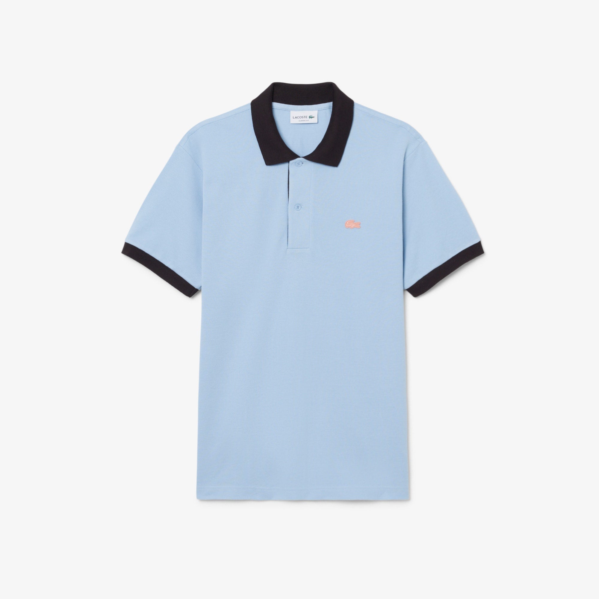 Classic Fit Contrast Rib Polo - Bleu Clair / Marron