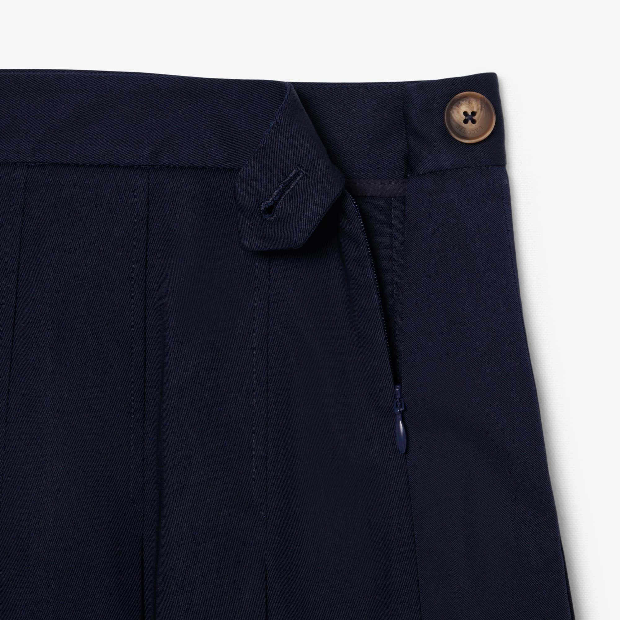 Women's Short Stretch Cotton Pleated Skirt - Navy Blue