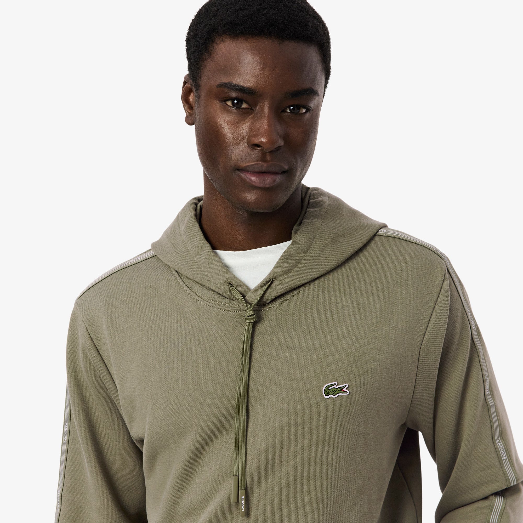 Logo Stripe Zipped Hoodie - Khaki Green