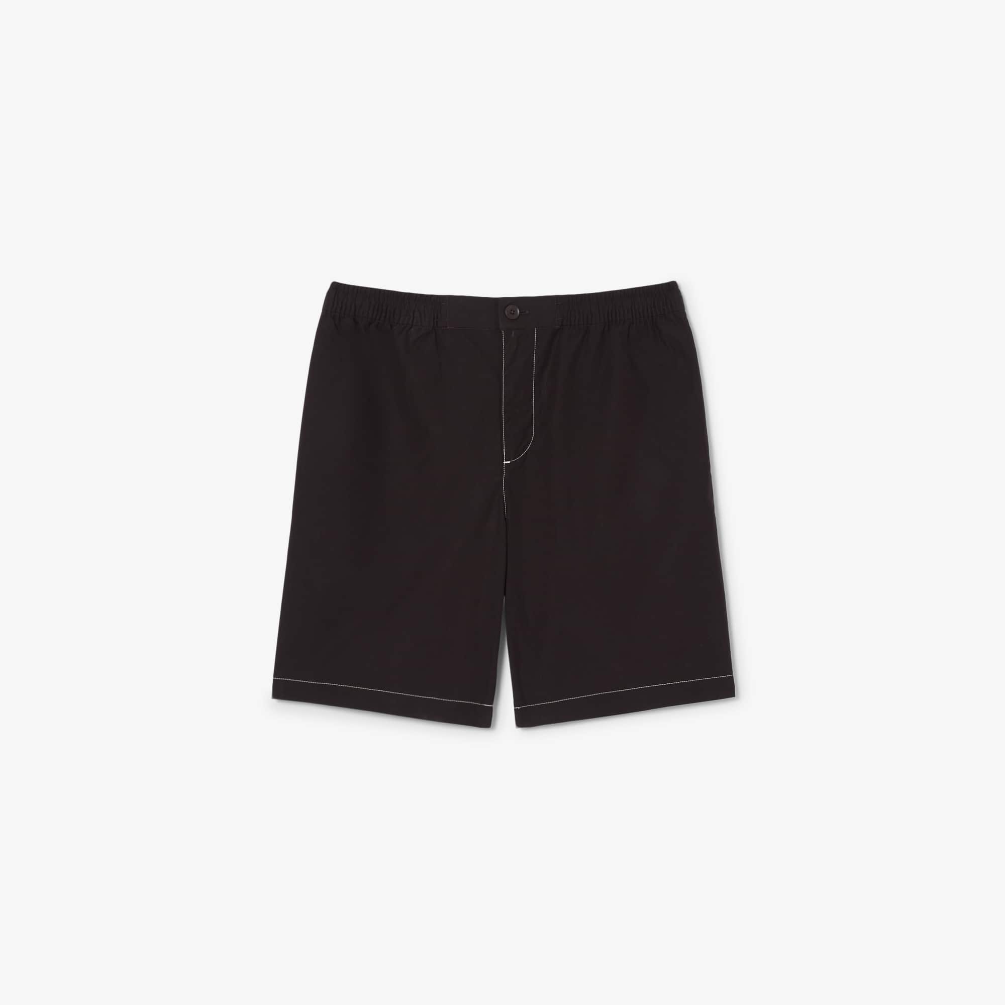 Relaxed Fit Poplin Shorts - Brown