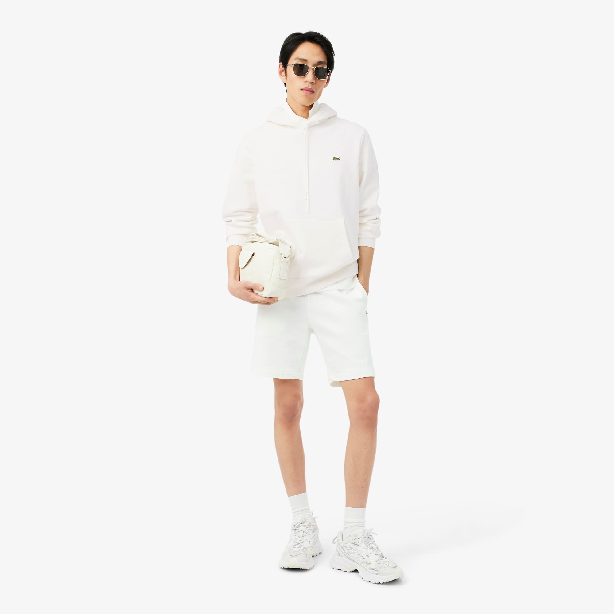 Logo Stripe Zipped Hoodie - White