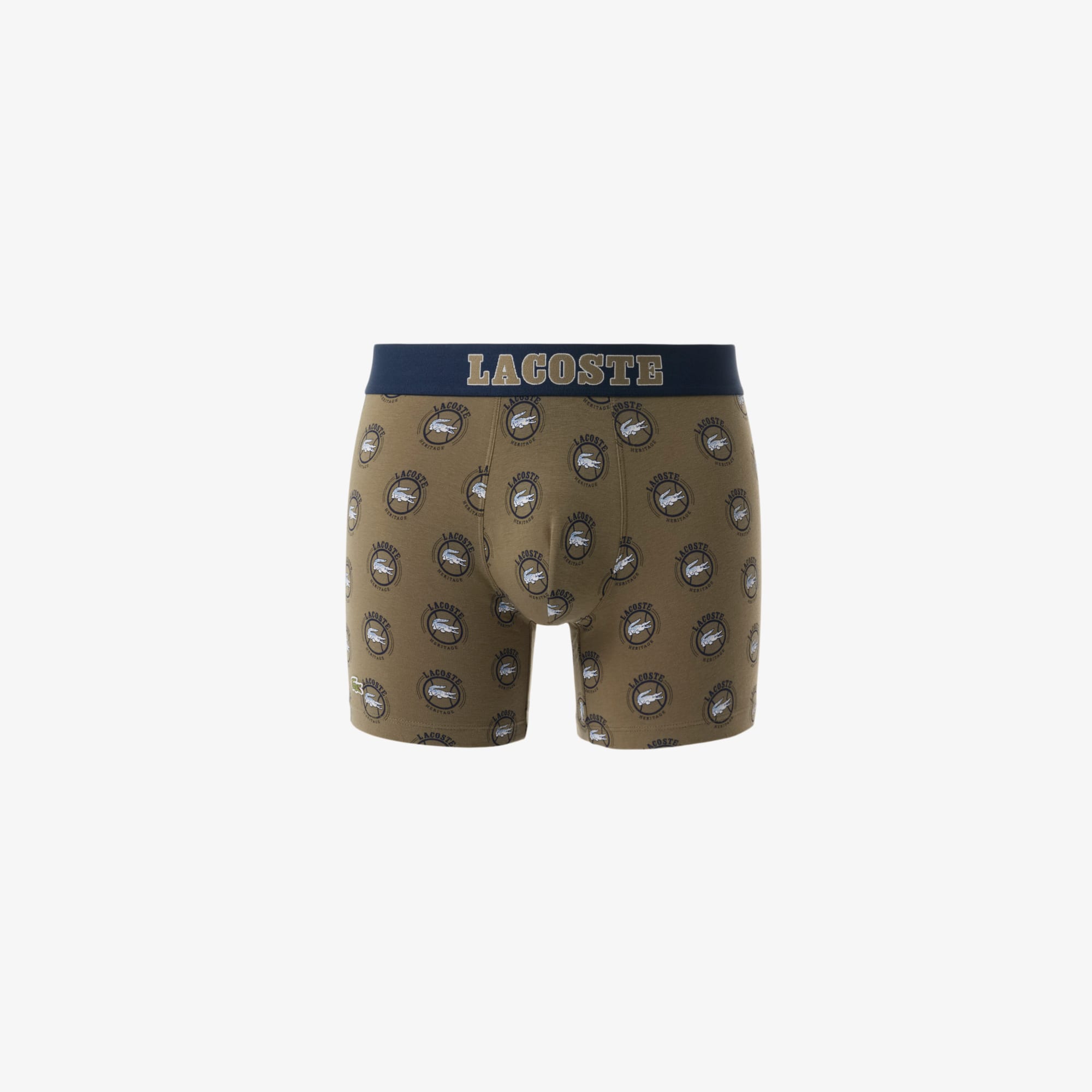 Men's Printed Stretch Cotton Boxer Briefs - Vert Kaki / Bleu Marine / Blanc