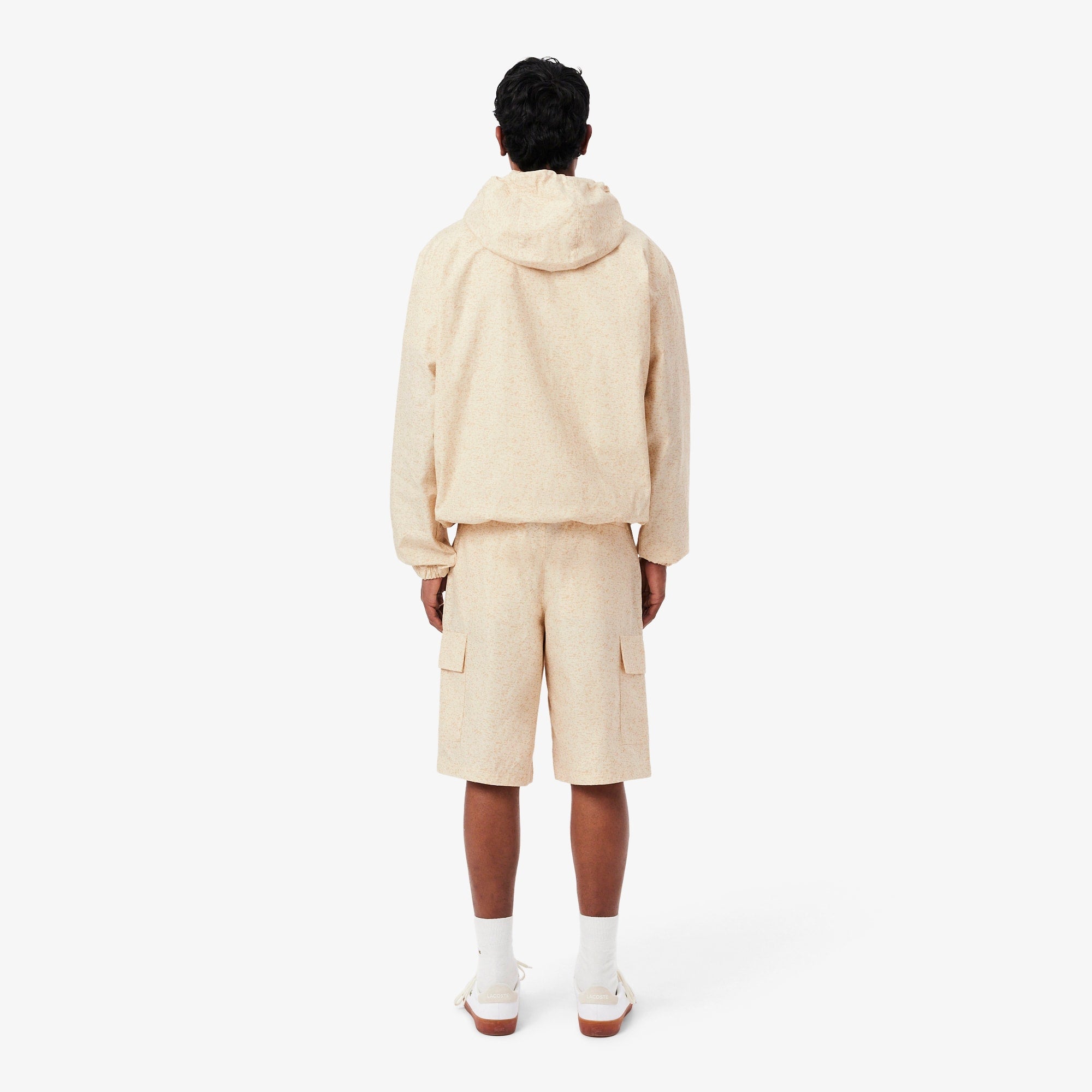Straight Fit Printed Bermuda Cargo Shorts - Beige